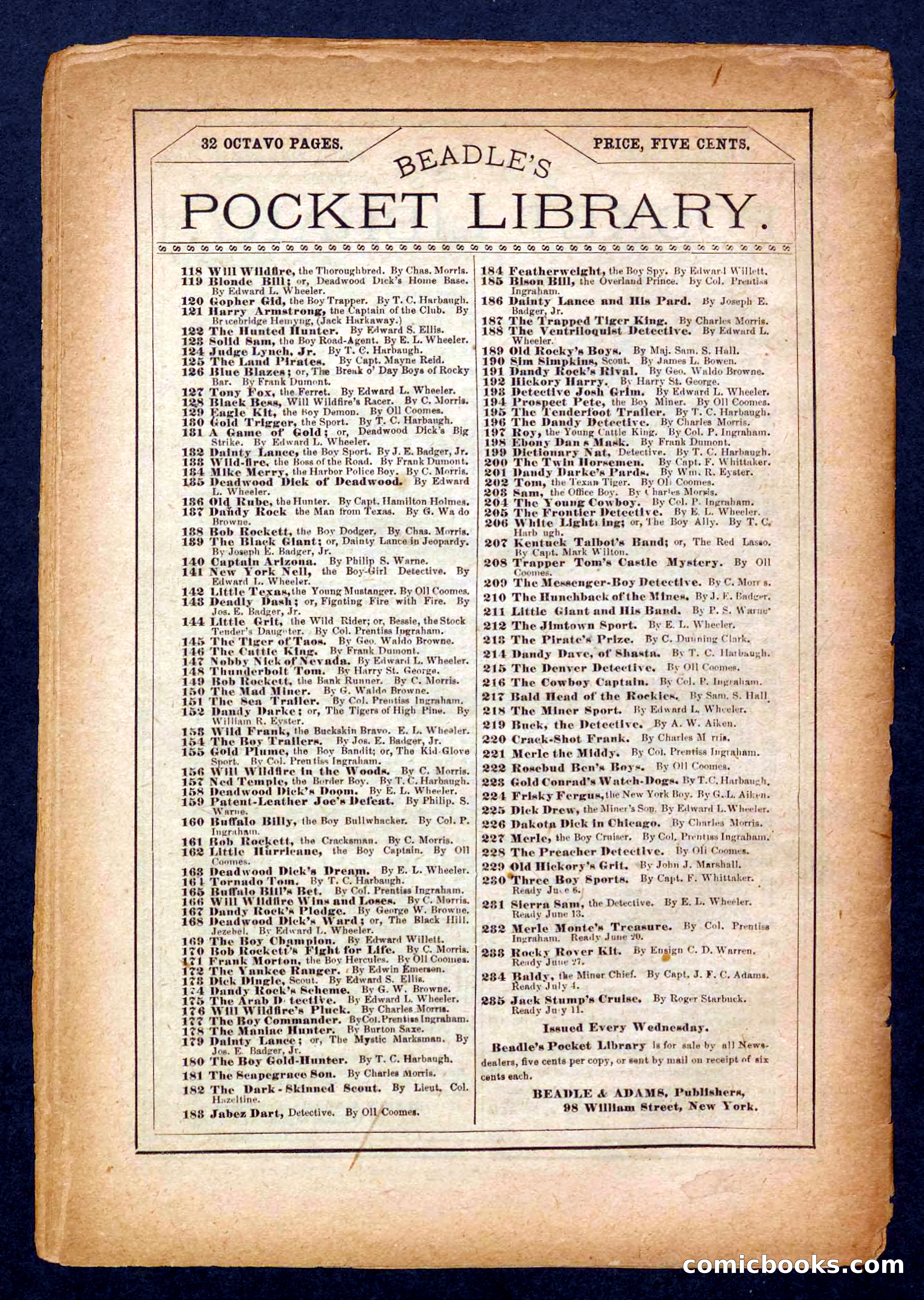 Beadle's Pocket Library No. 232 — page 32 of 32