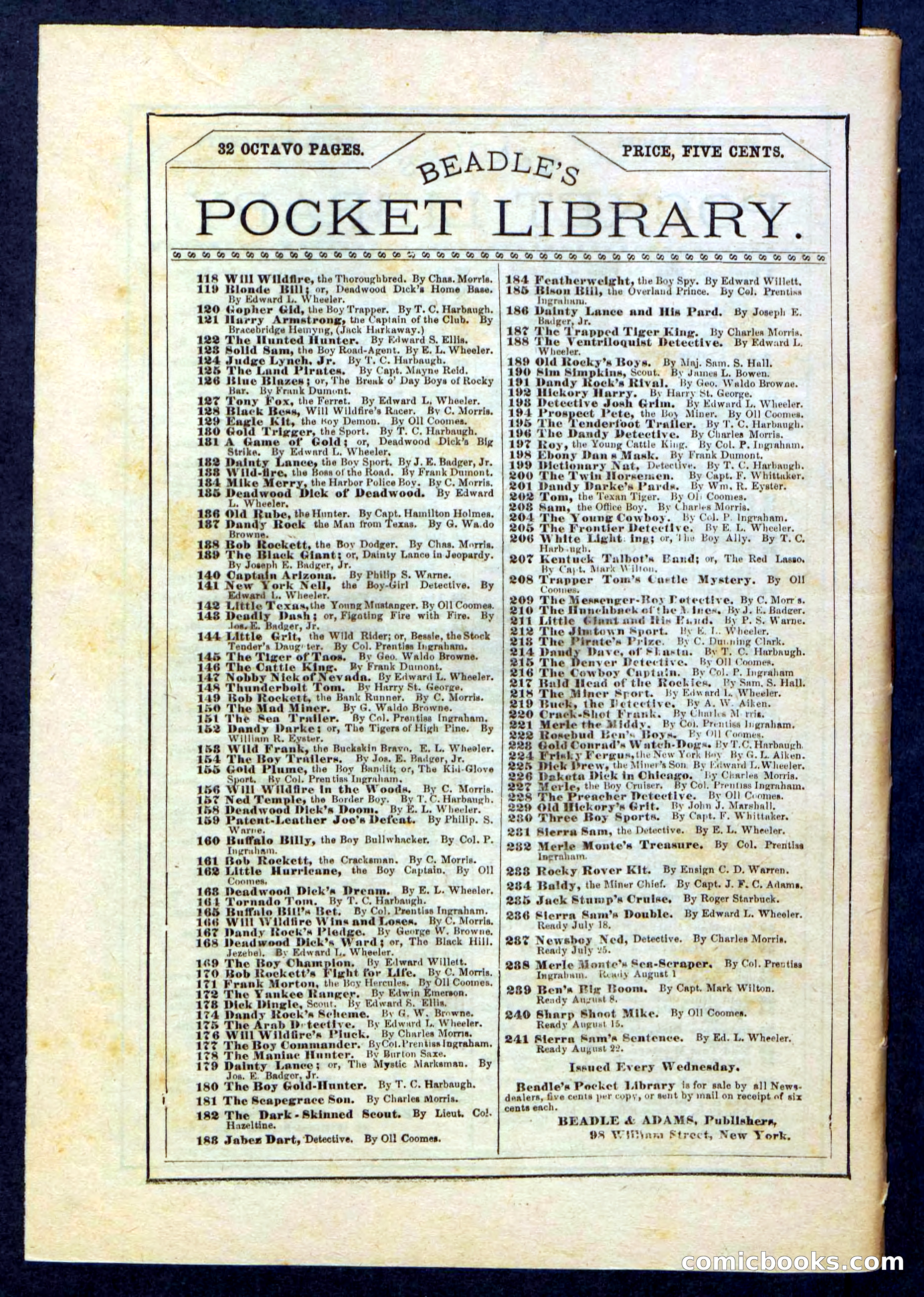 Beadle's Pocket Library No. 235 — page 32 of 32