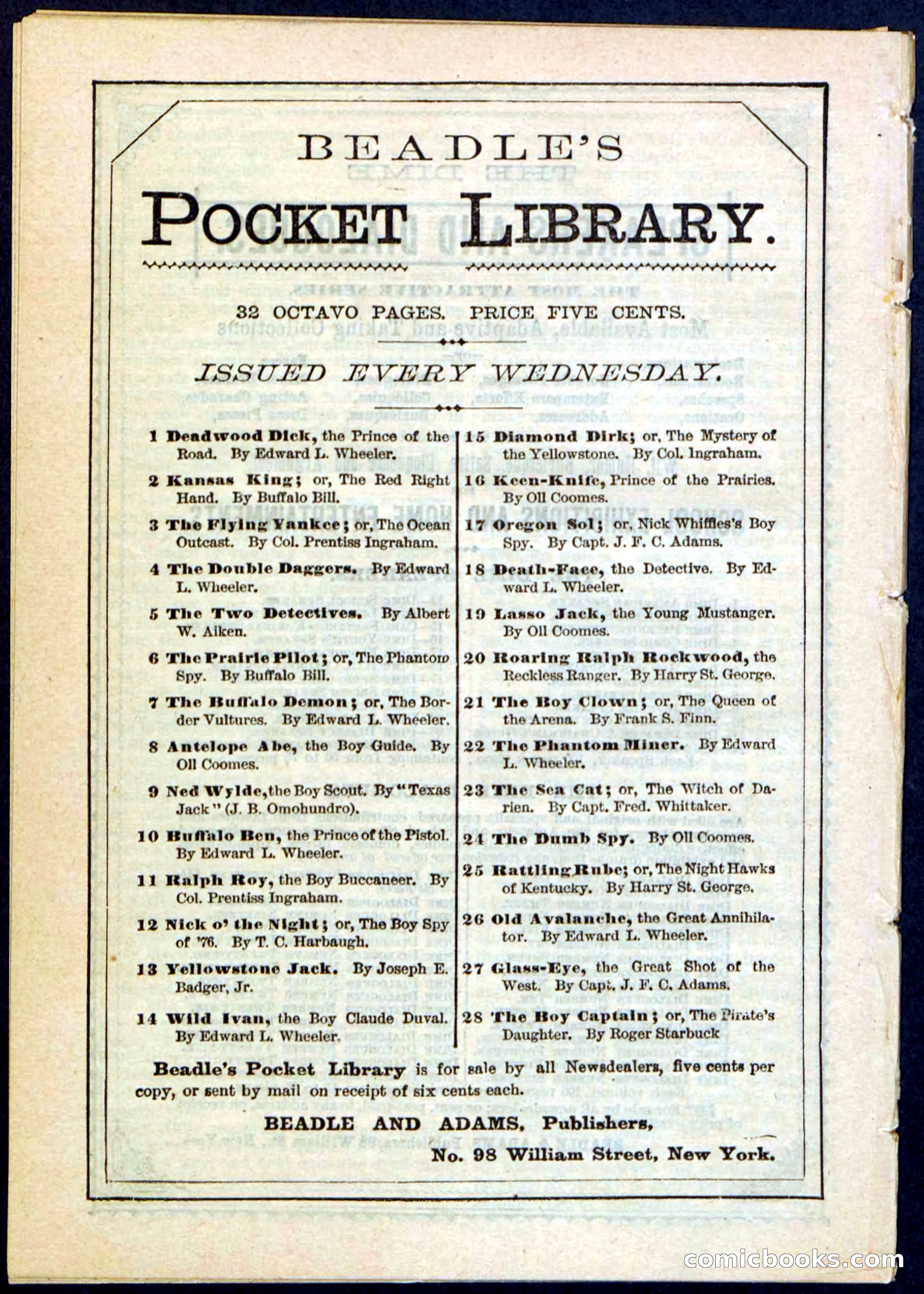 Beadle's Pocket Library, Vol. II, No. 25 — page 32 of 32