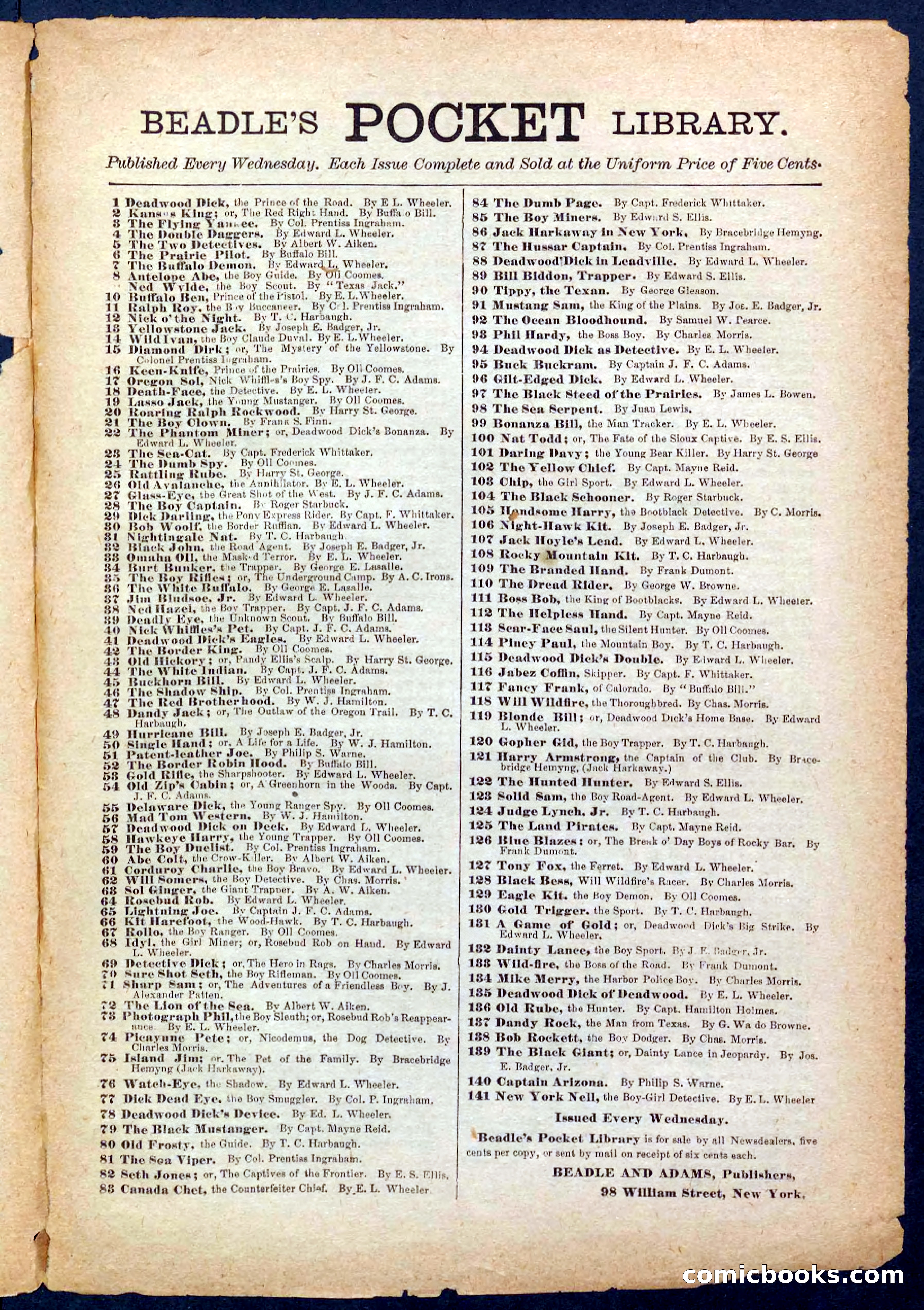 Beadle's Pocket Library No. 256 — page 31 of 32