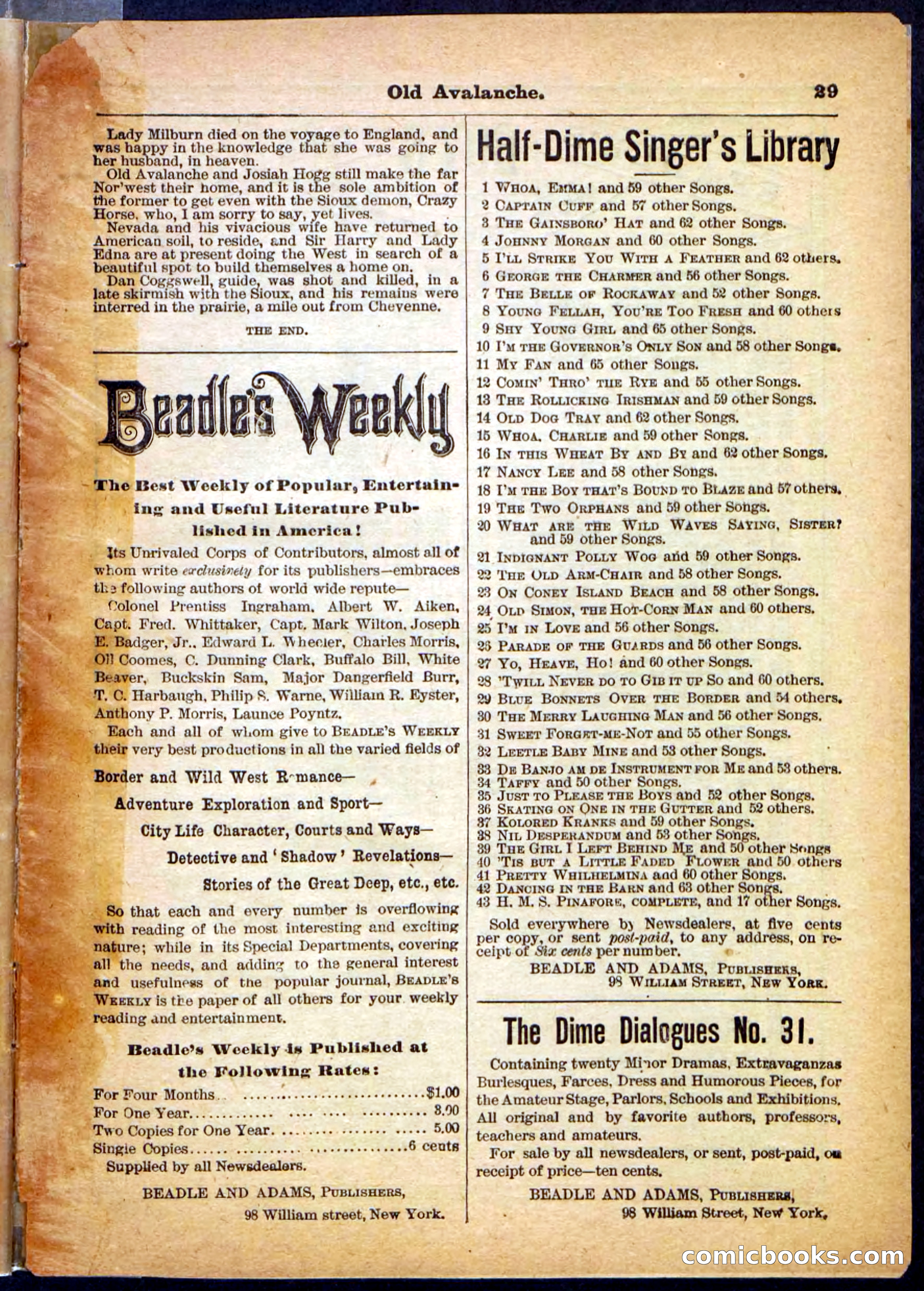 Beadle's Pocket Library, No. 26 — page 29 of 32