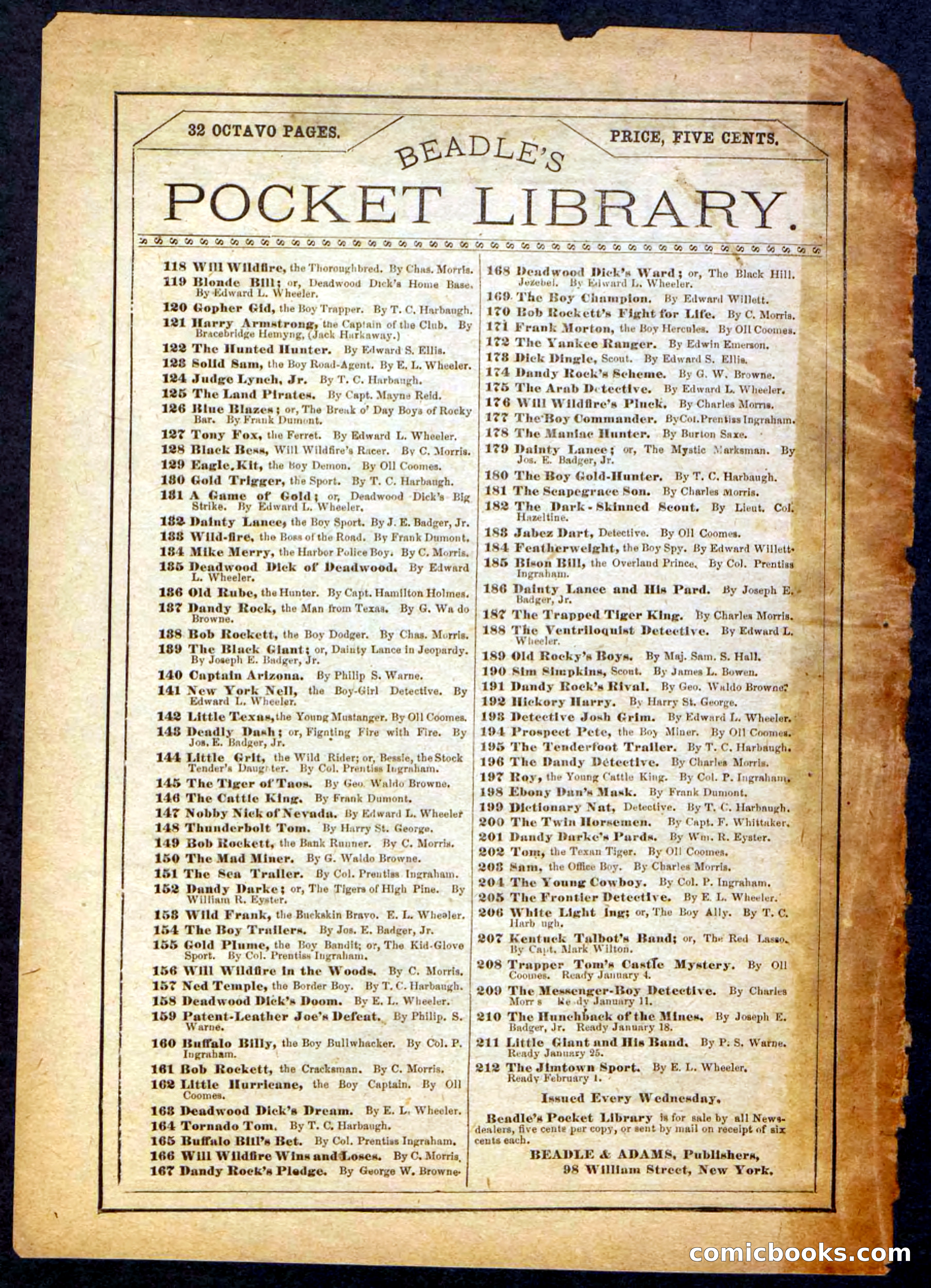 Beadle's Pocket Library, No. 26 — page 32 of 32
