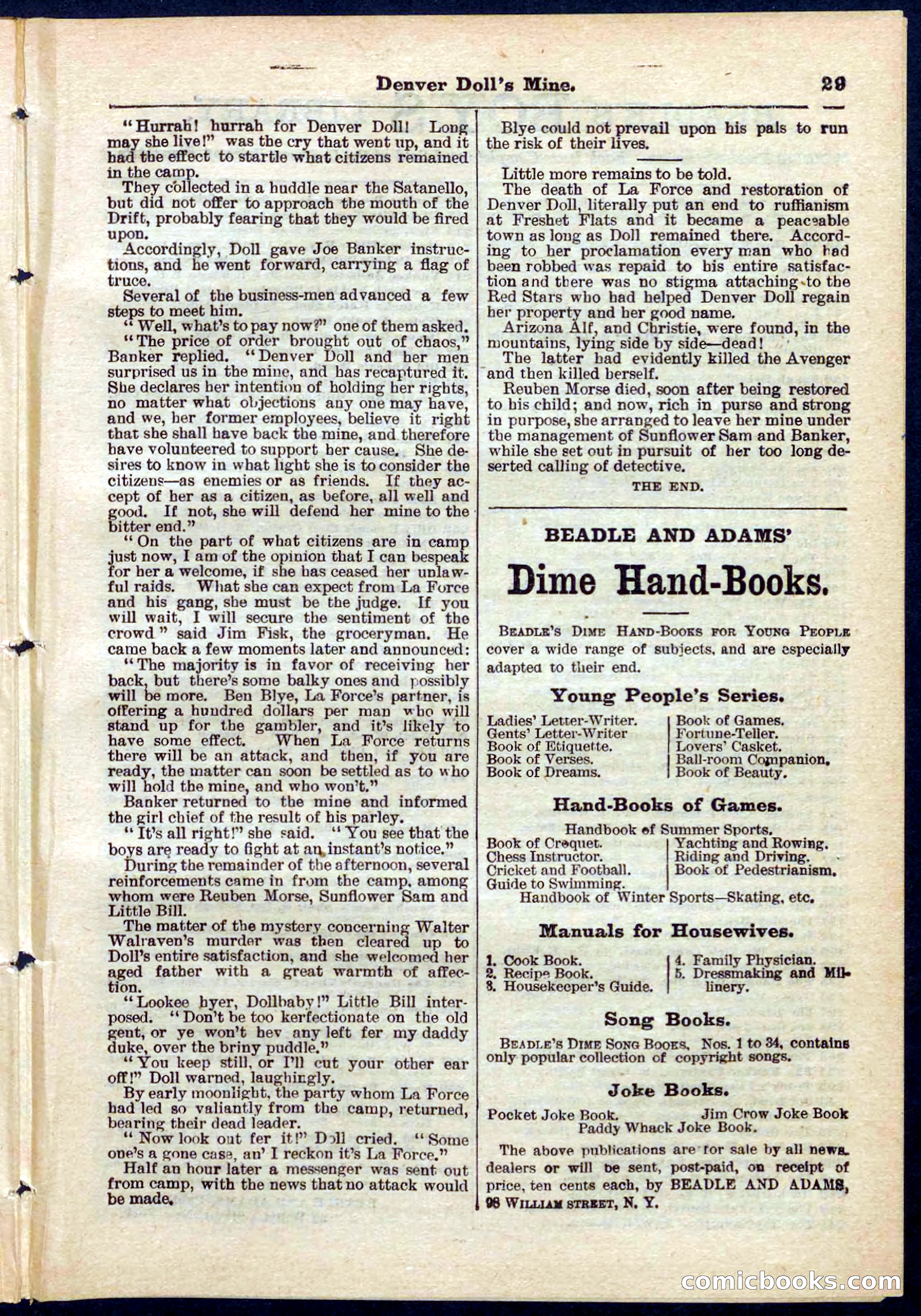 Beadle's Pocket Library No. 270 — page 29 of 32