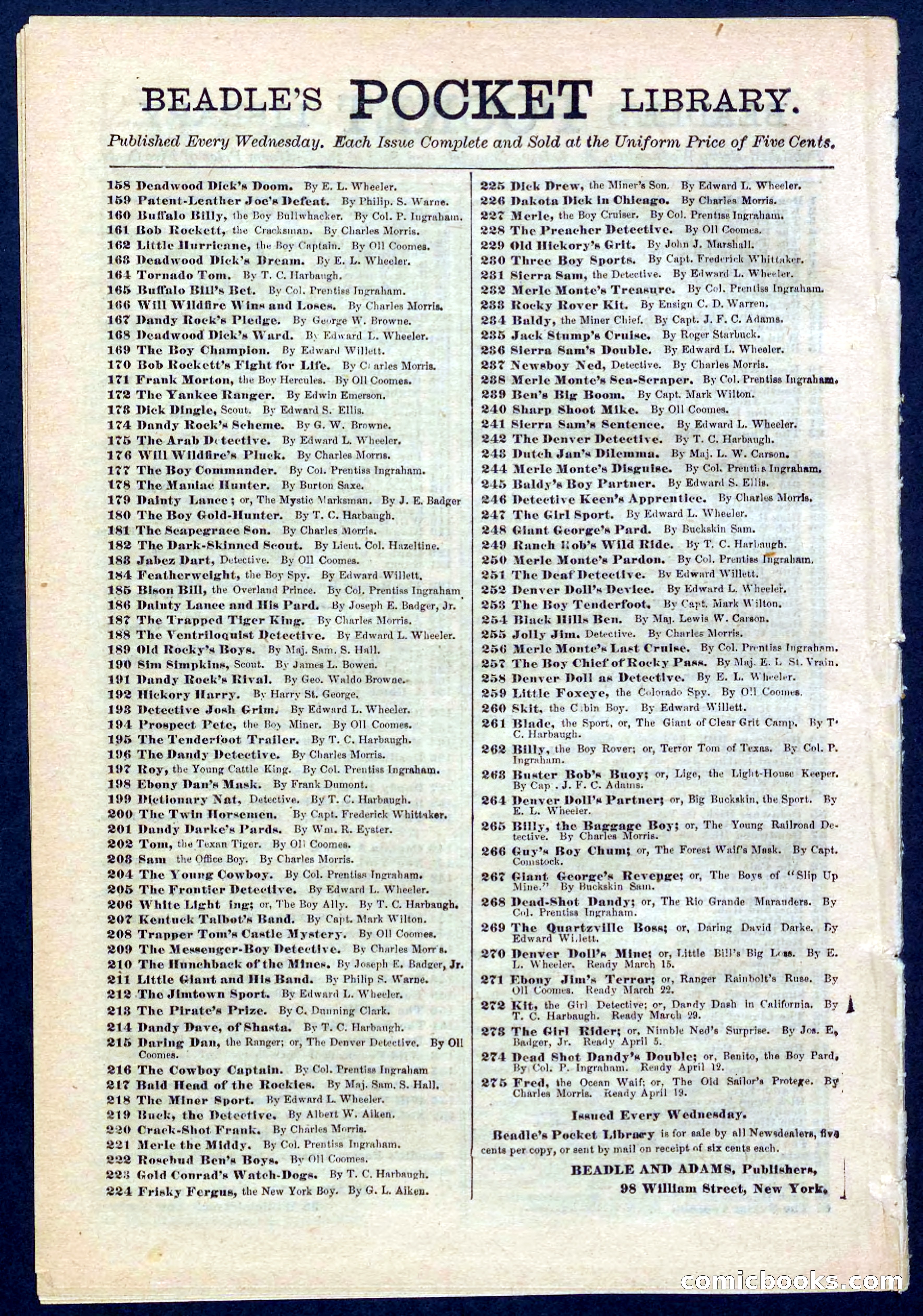 Beadle's Pocket Library No. 270 — page 32 of 32