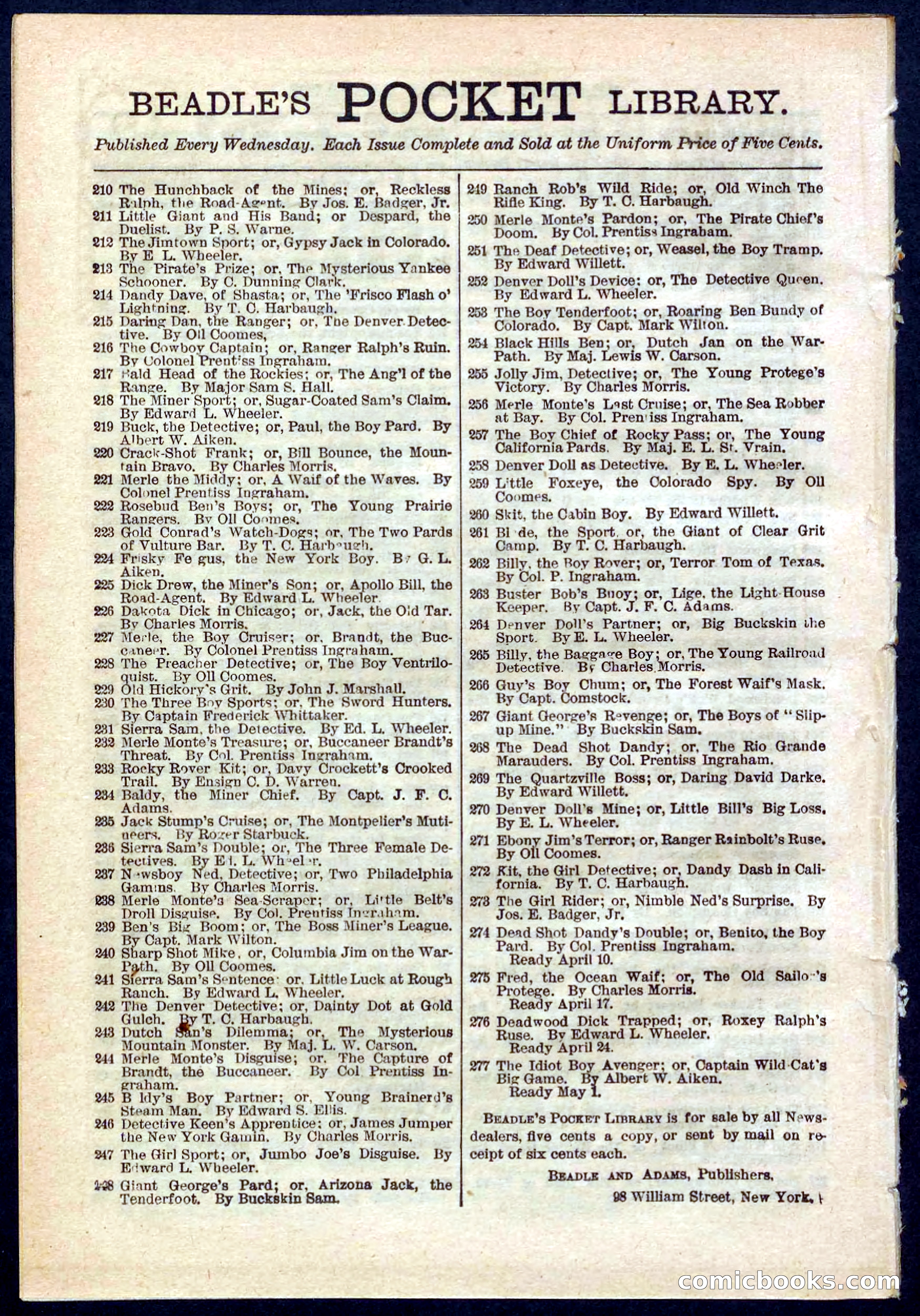 Beadle's Pocket Library No. 271 — page 48 of 48