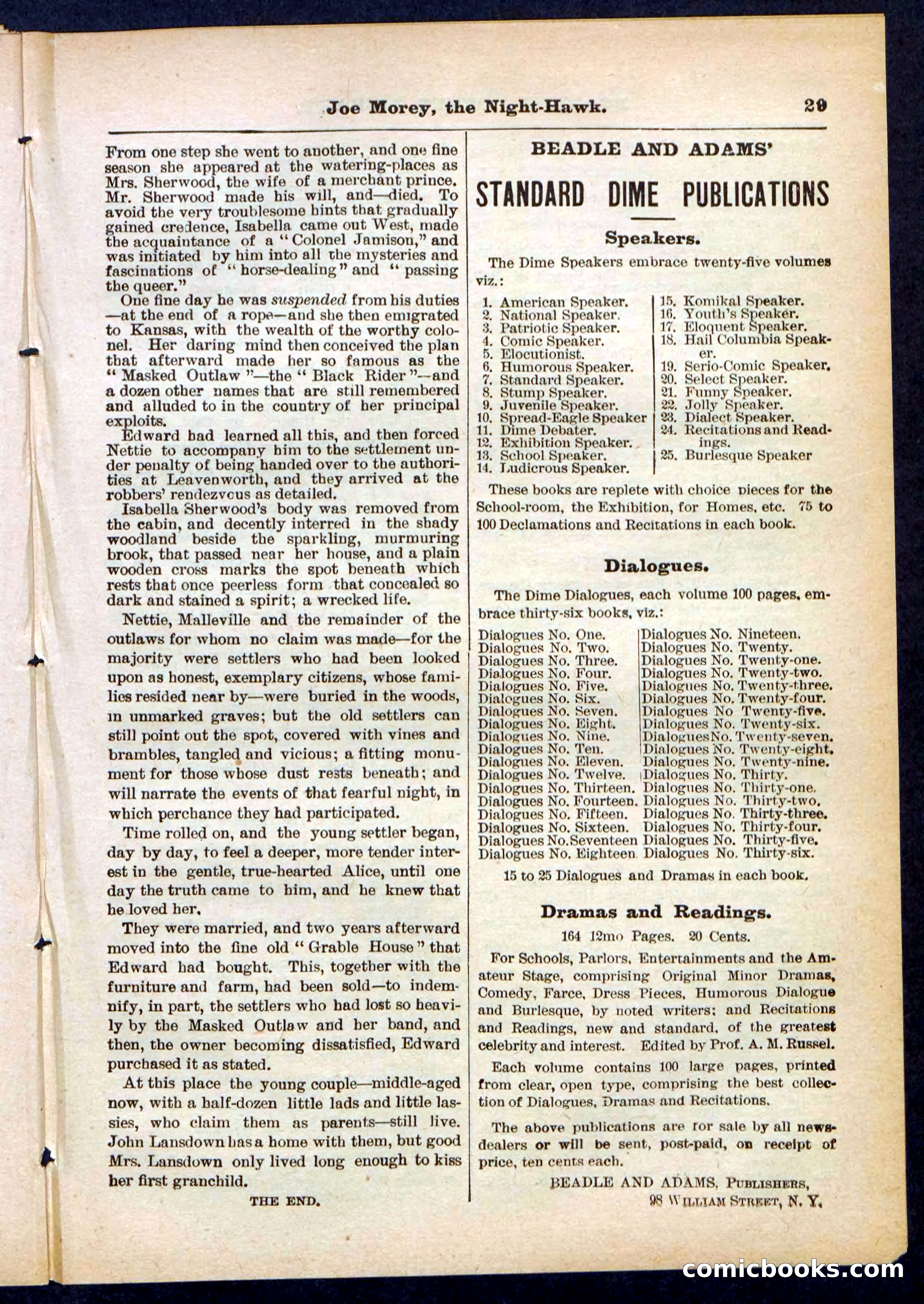 Beadle's Pocket Library No. 292 — page 29 of 32
