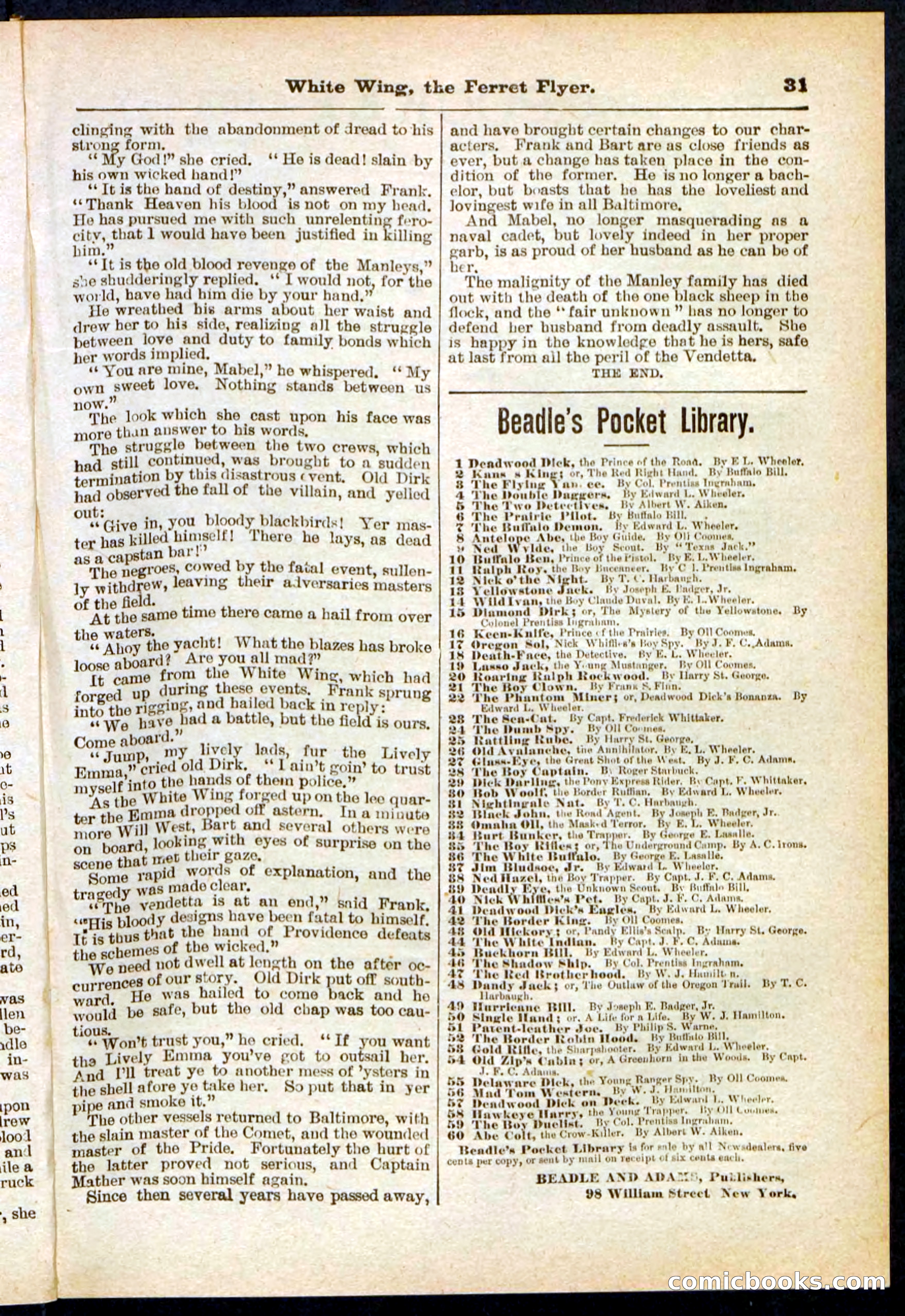 Beadle's Pocket Library No. 295 — page 31 of 32
