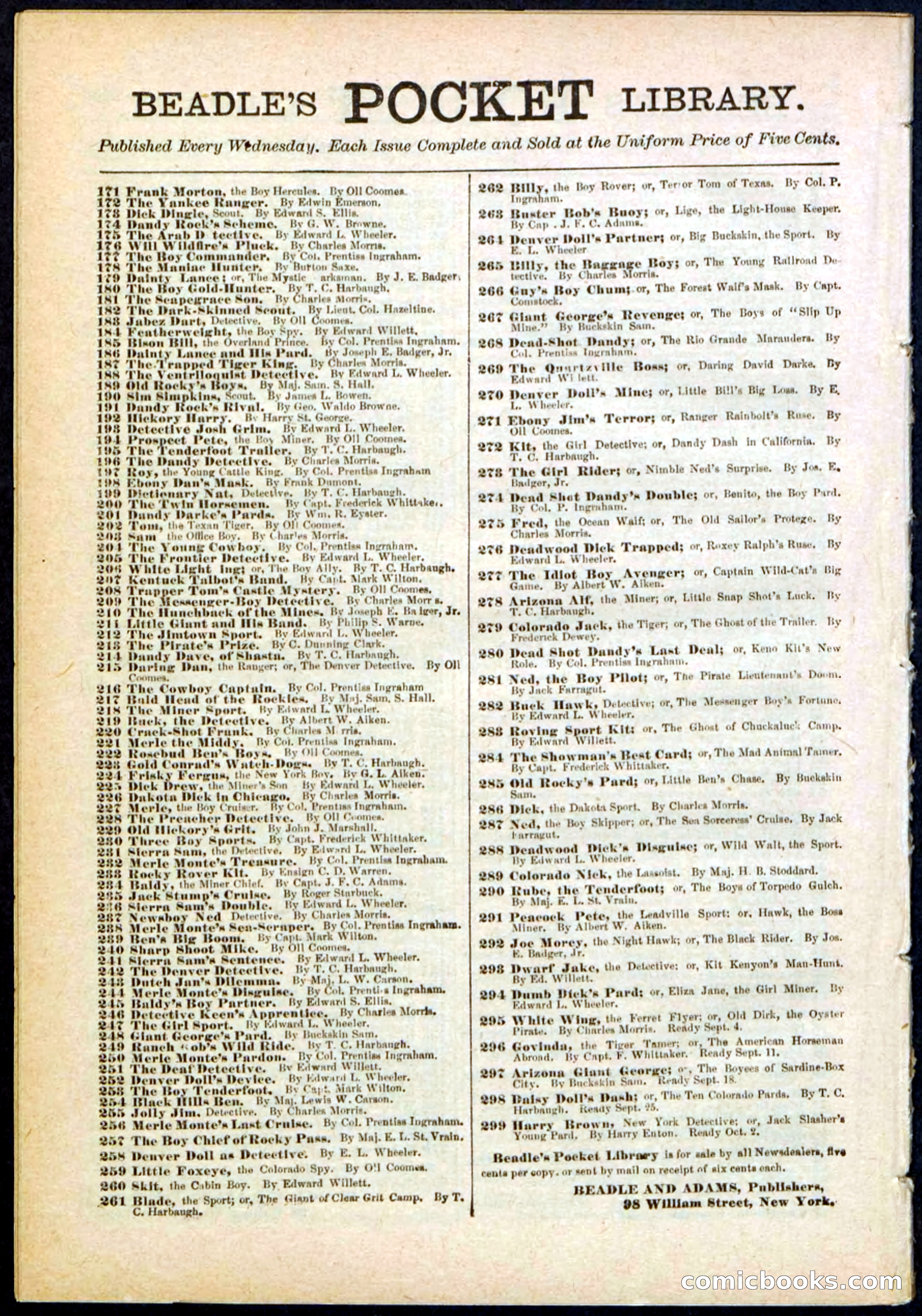 Beadle's Pocket Library No. 296 — page 48 of 48