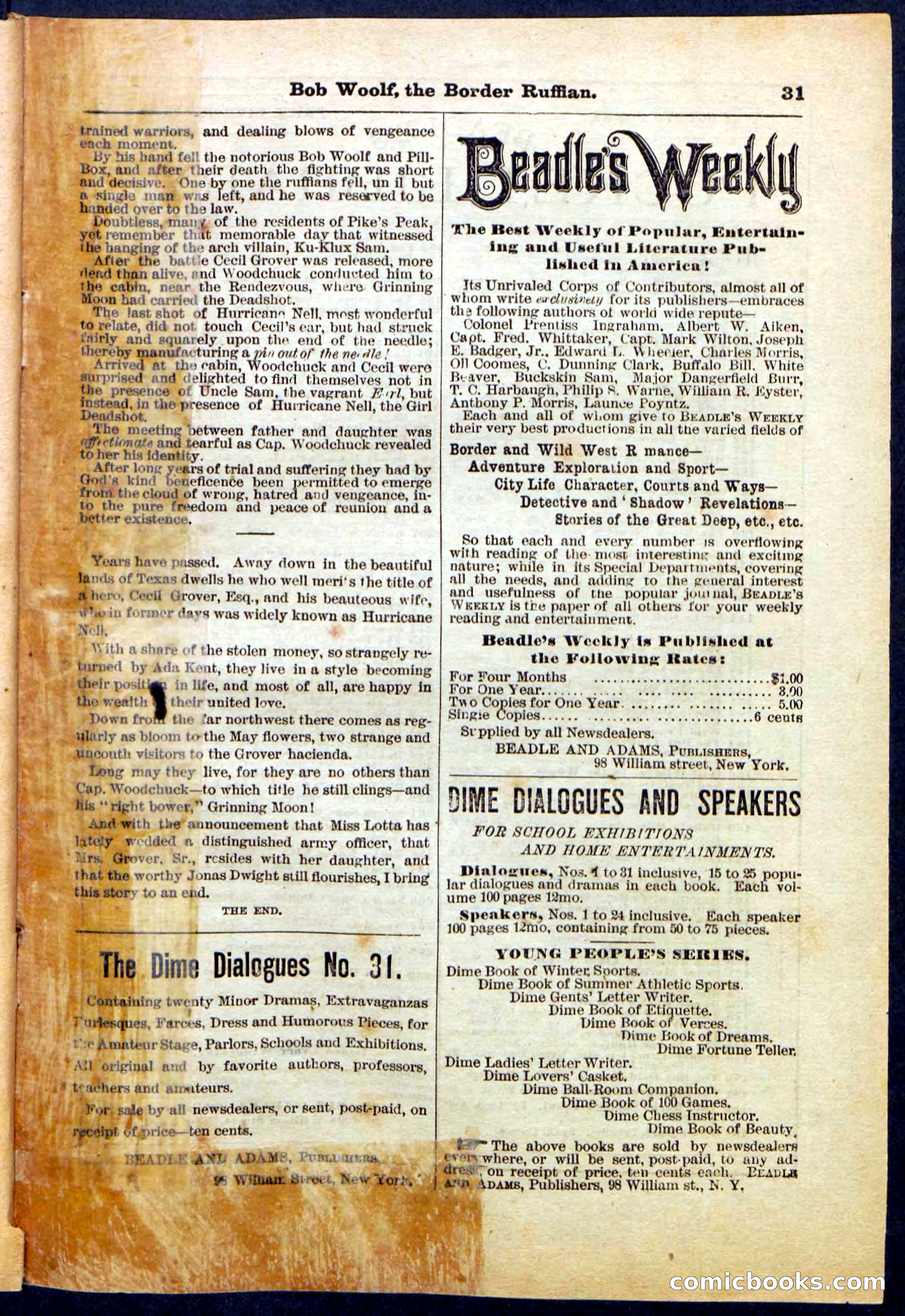 Beadle's Pocket Library, Vol. III, No. 30 — page 31 of 32