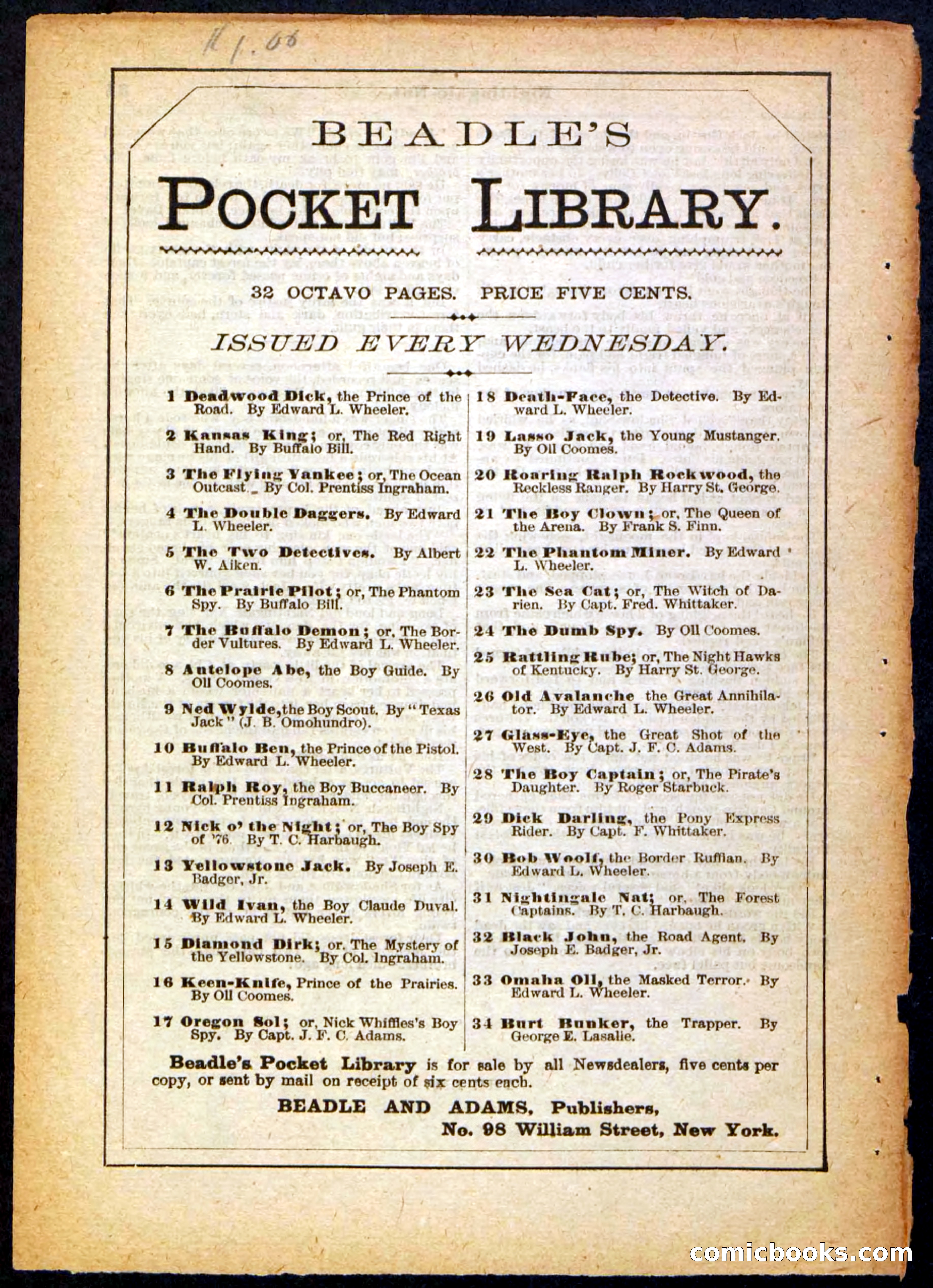 Beadle's Pocket Library, No. 31 — page 32 of 32