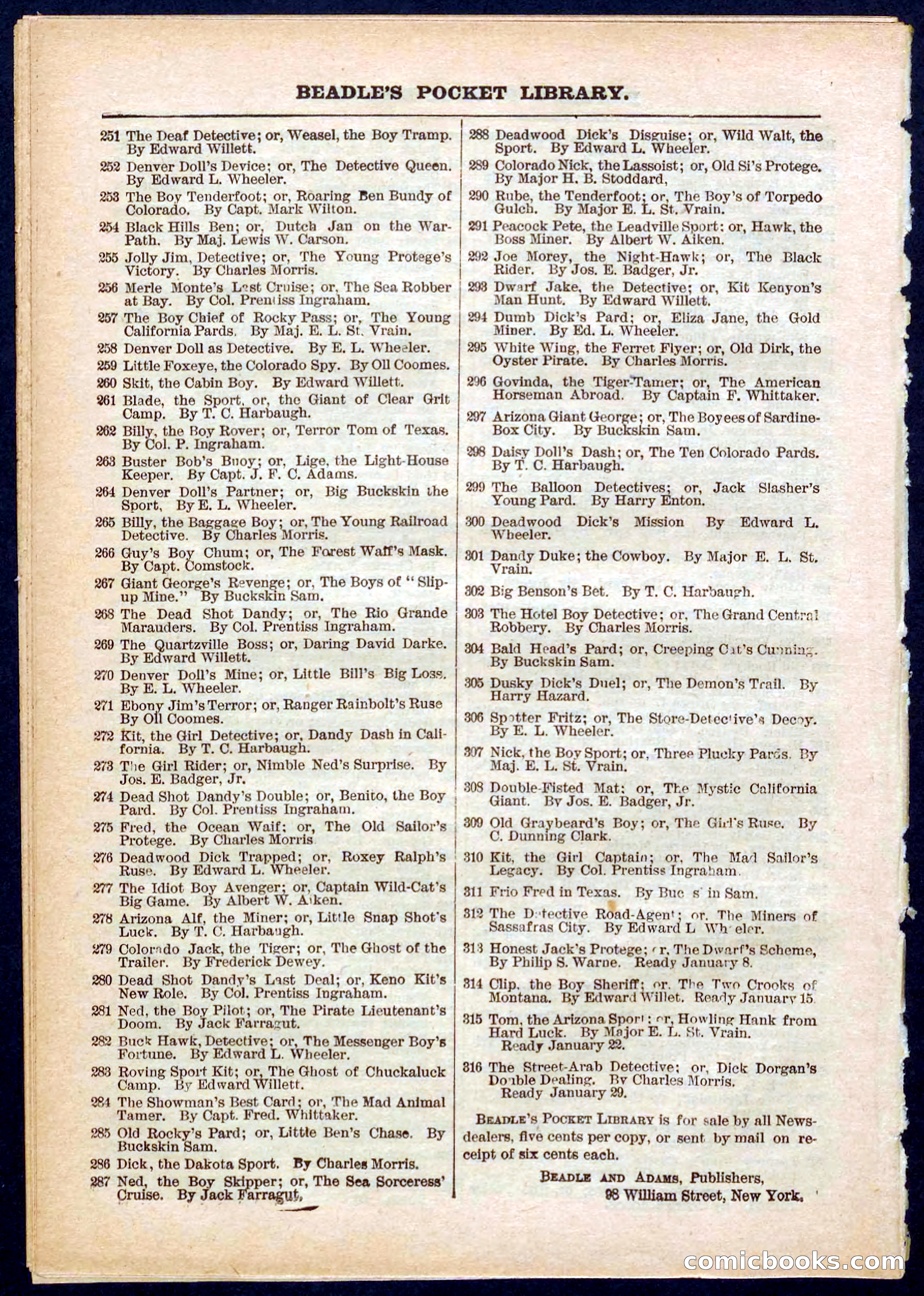 Beadle's Pocket Library No. 314 — page 32 of 32