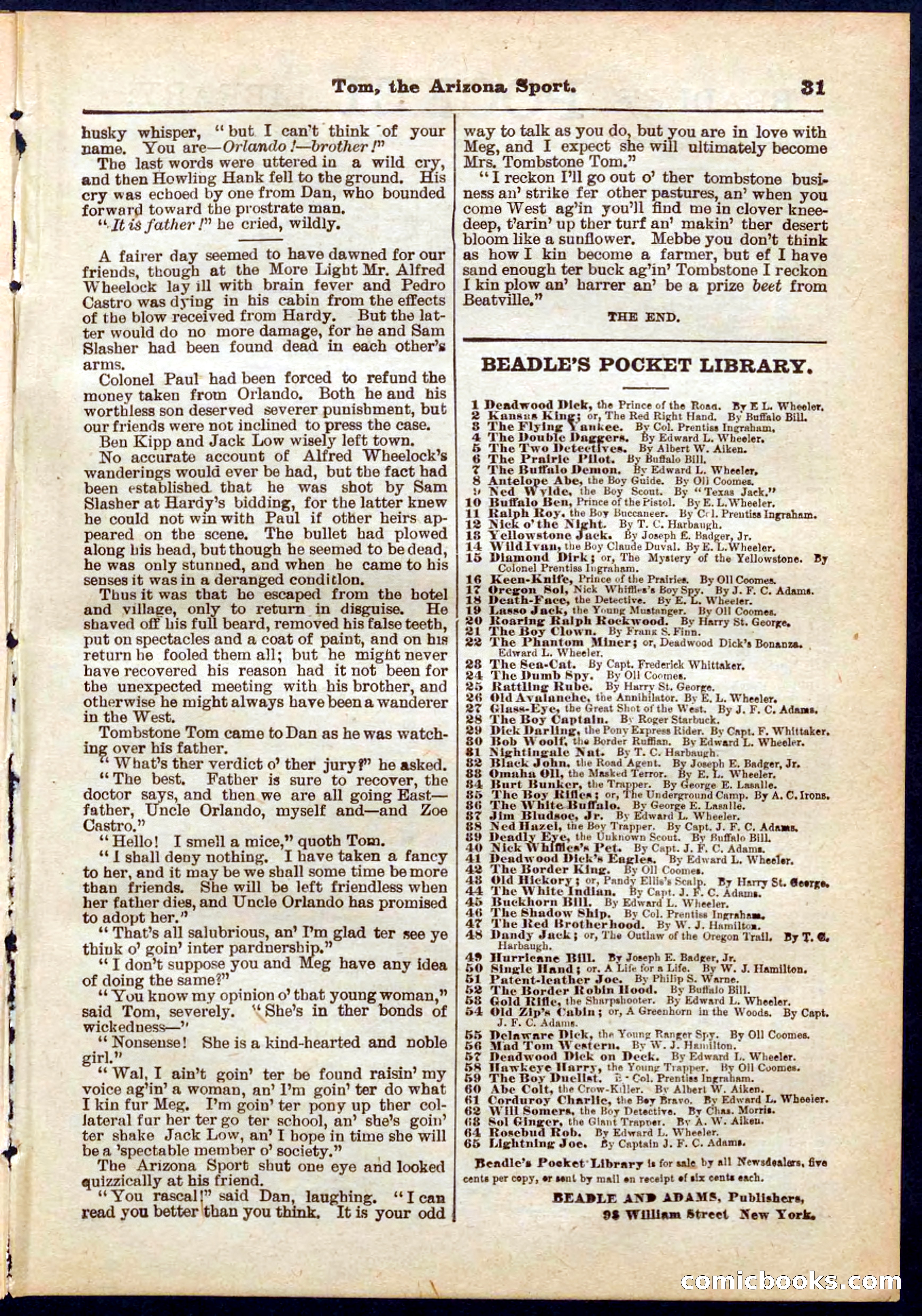 Beadle's Pocket Library No. 315 — page 31 of 32
