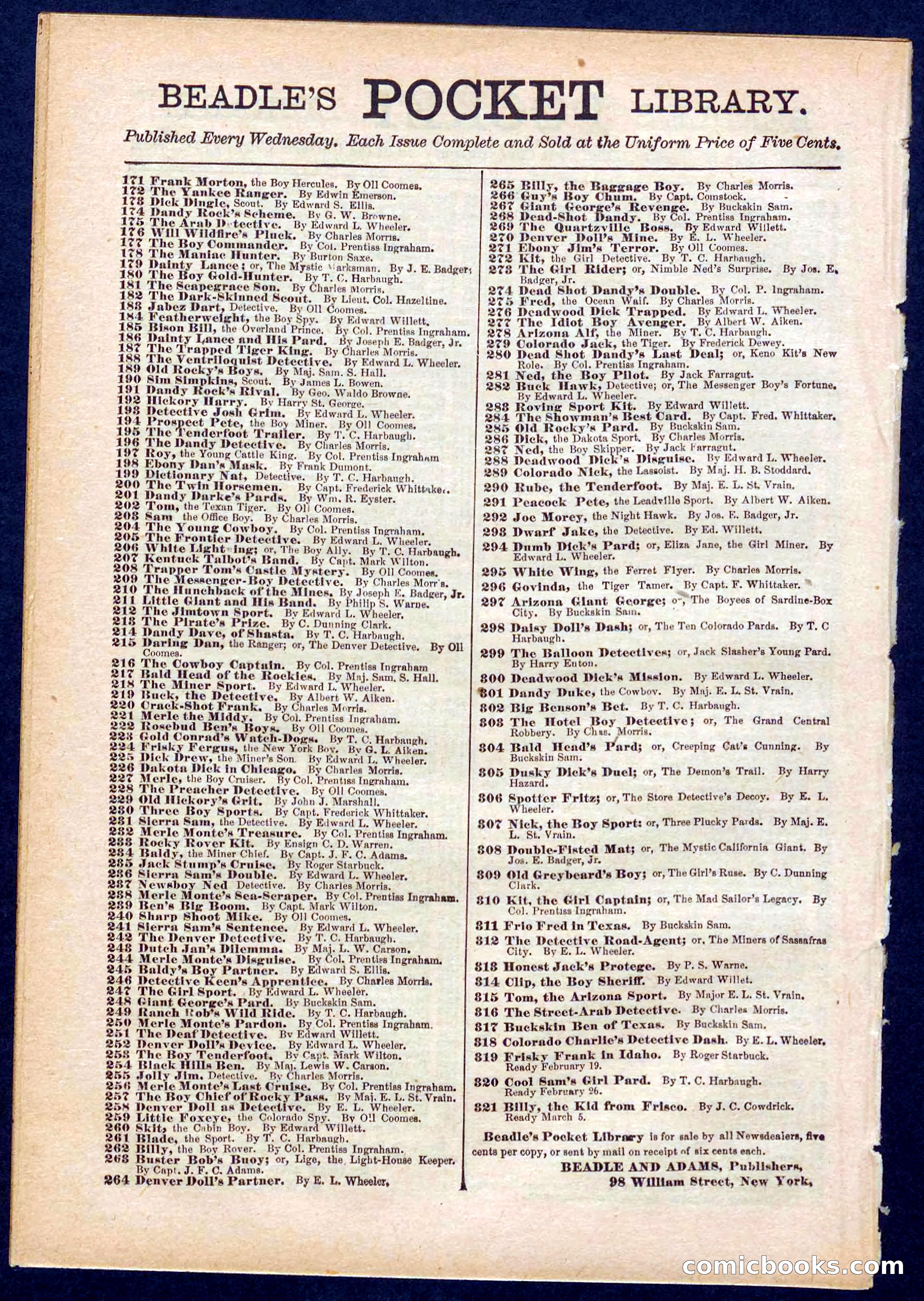 Beadle's Pocket Library No. 316: The Street Hard Detective — page 32 of 32