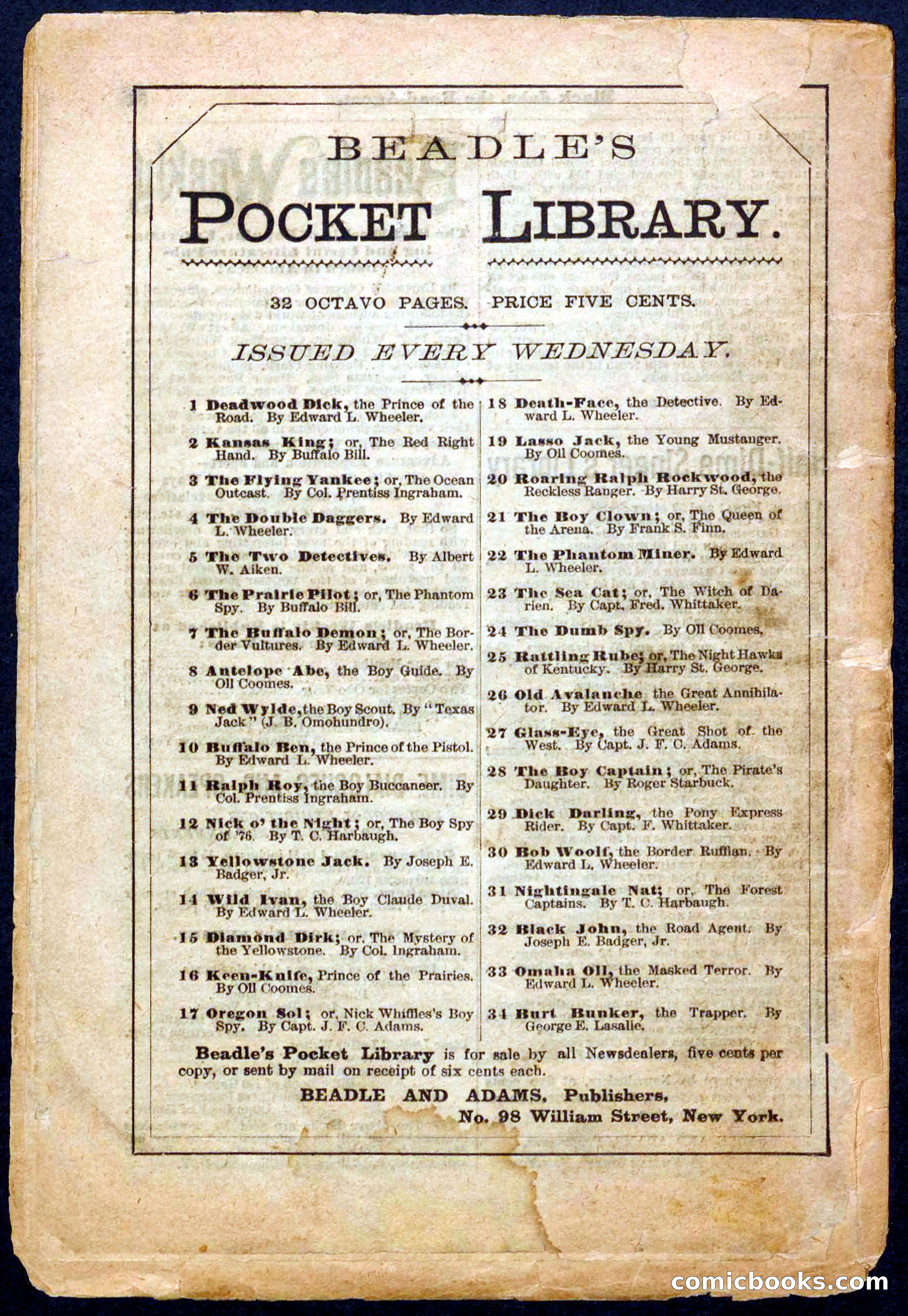 Beadle's Pocket Library, Vol. III, No. 32 — page 32 of 32