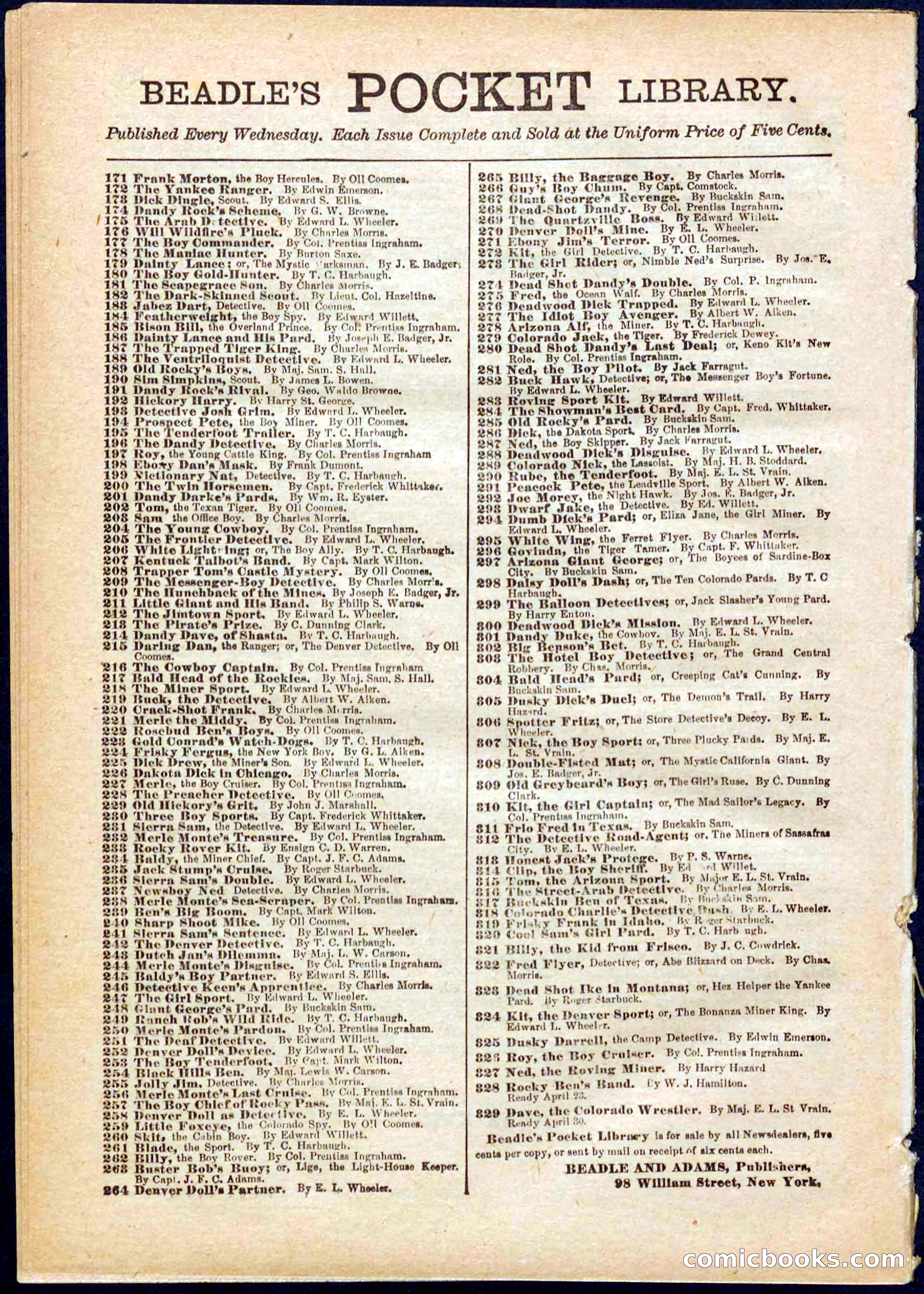 Beadle's Pocket Library No. 323 — page 32 of 32