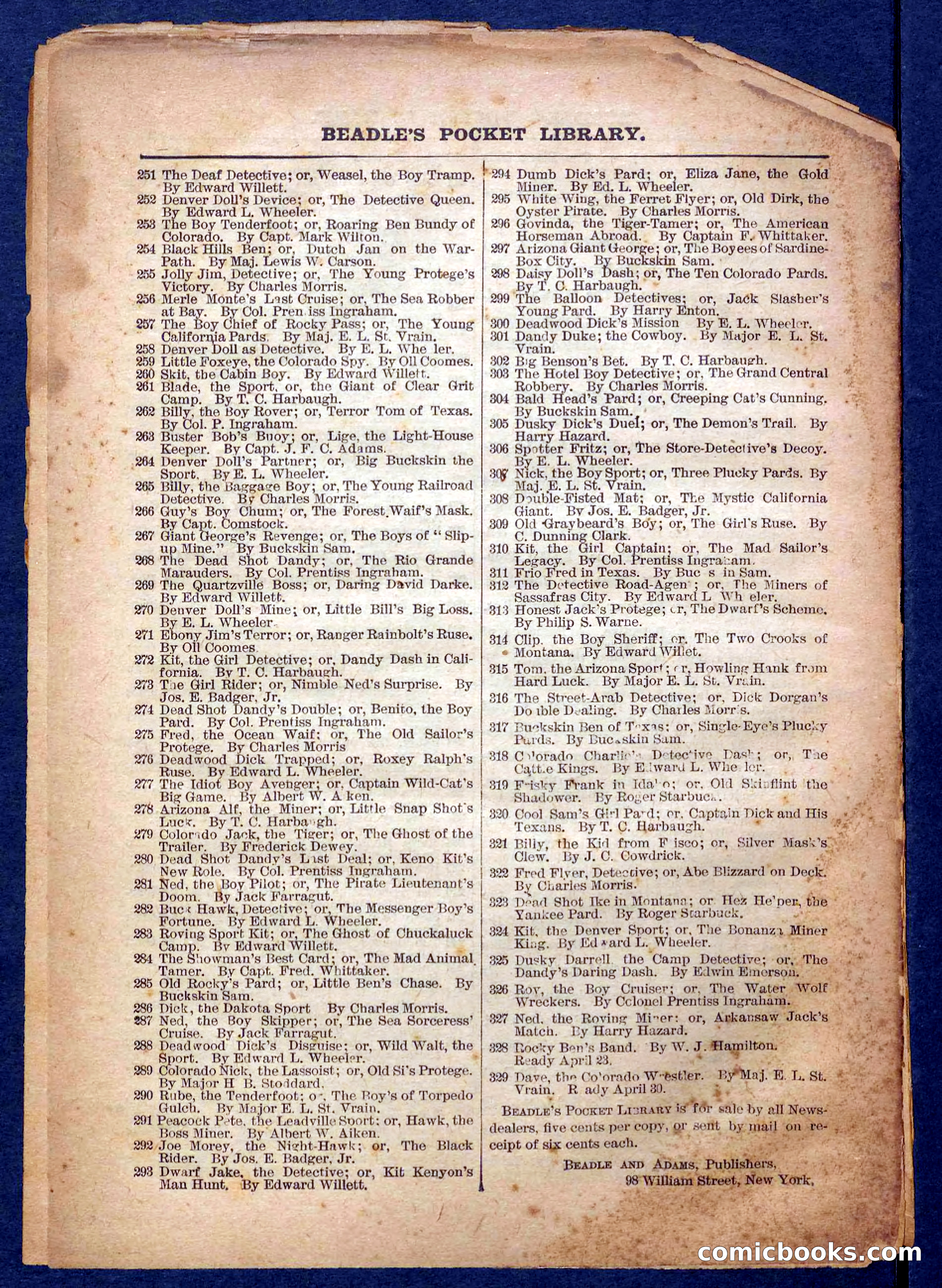 Beadle's Pocket Library No. 326 — page 32 of 32