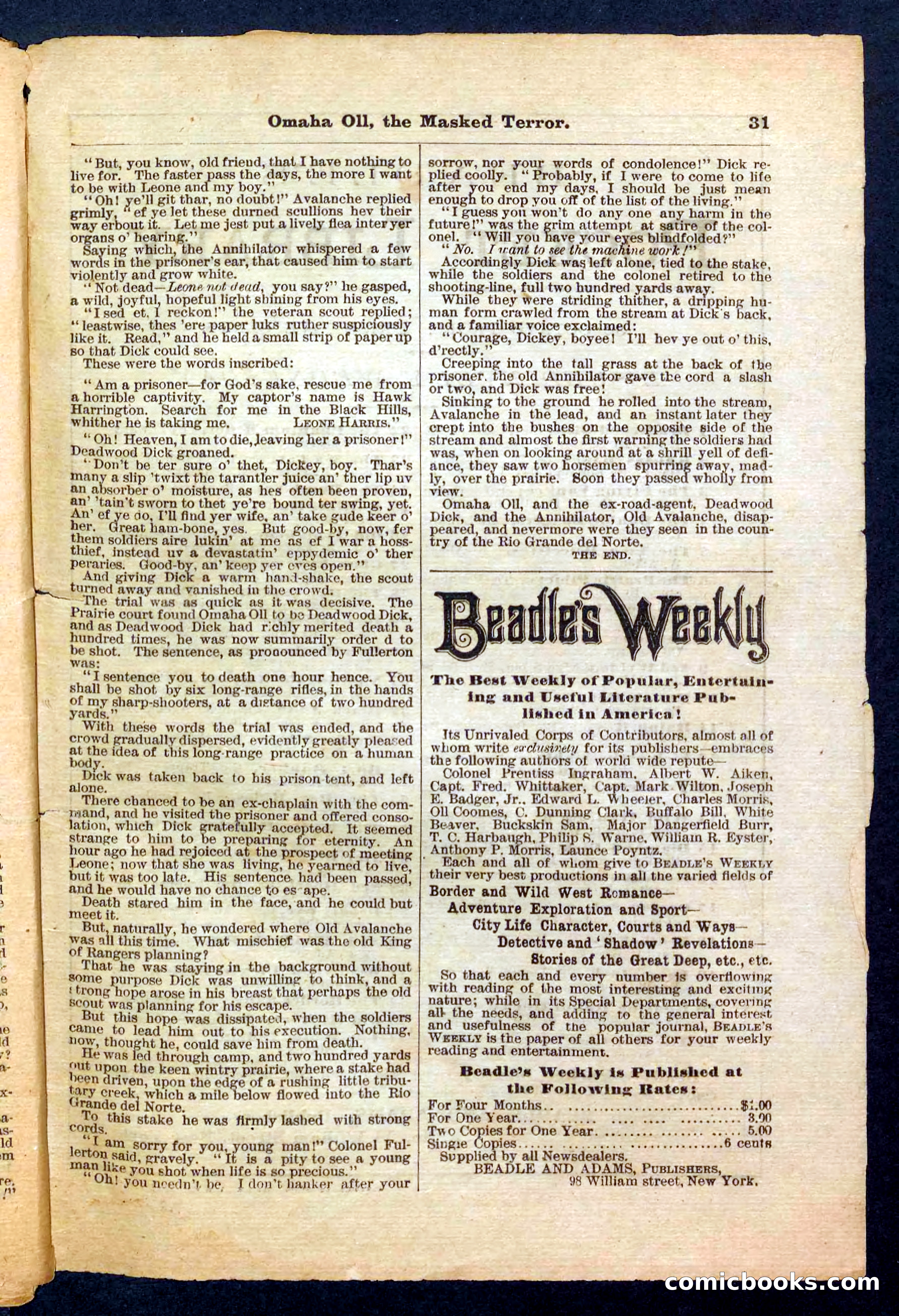 Beadle's Pocket Library No. 33 — page 31 of 32