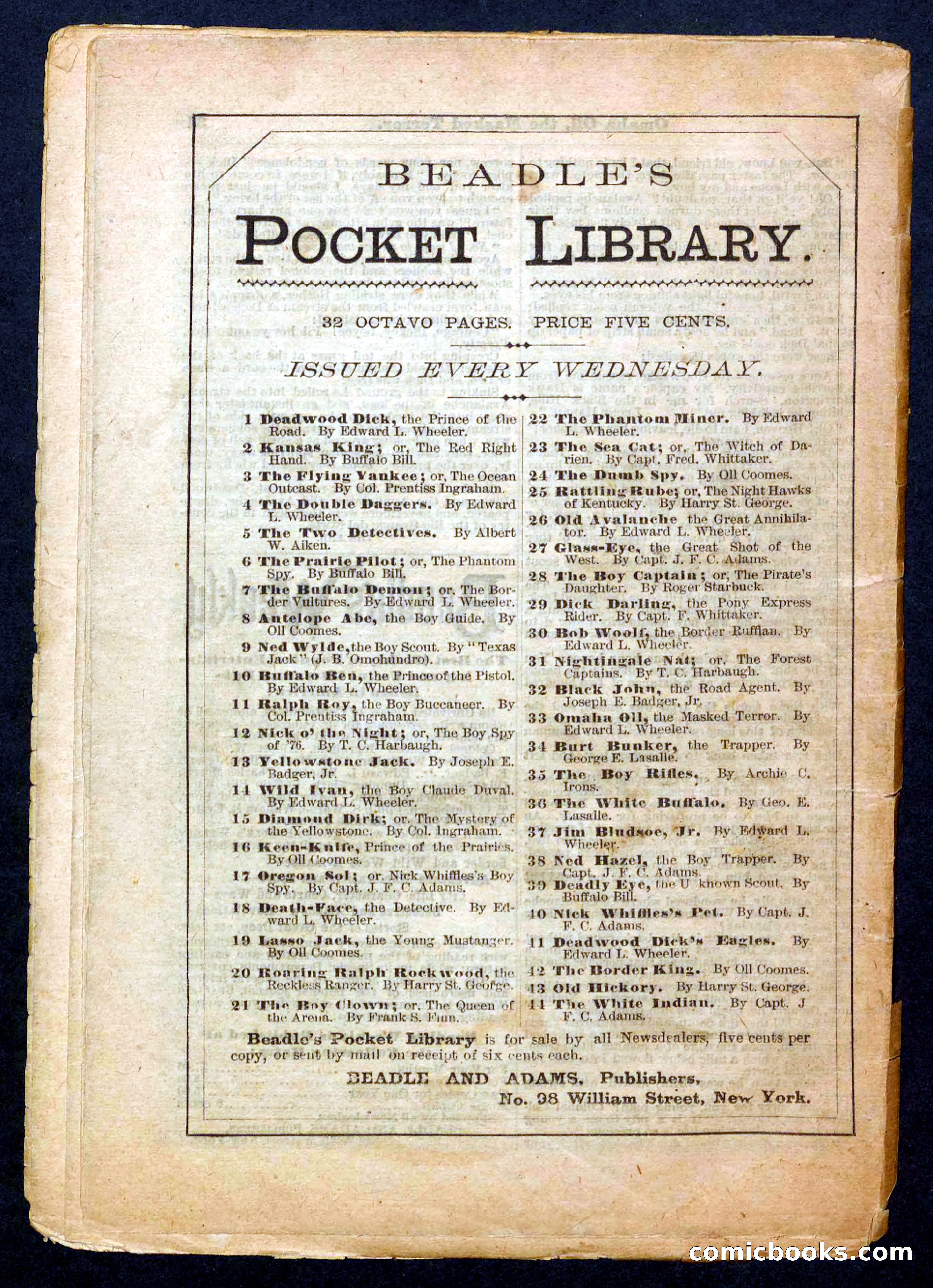 Beadle's Pocket Library No. 33 — page 32 of 32