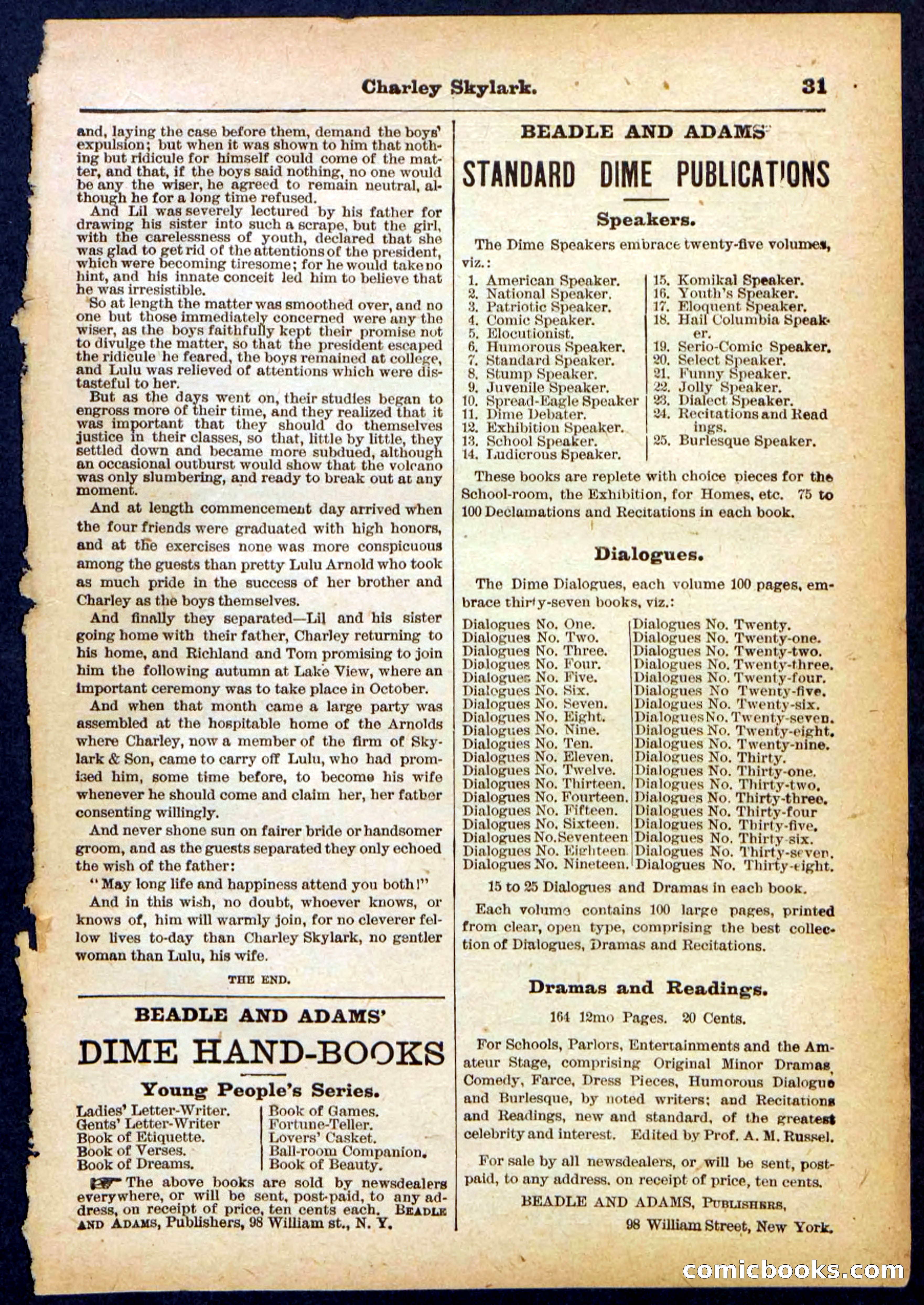 Beadle's Pocket Library No. 391 — page 31 of 32
