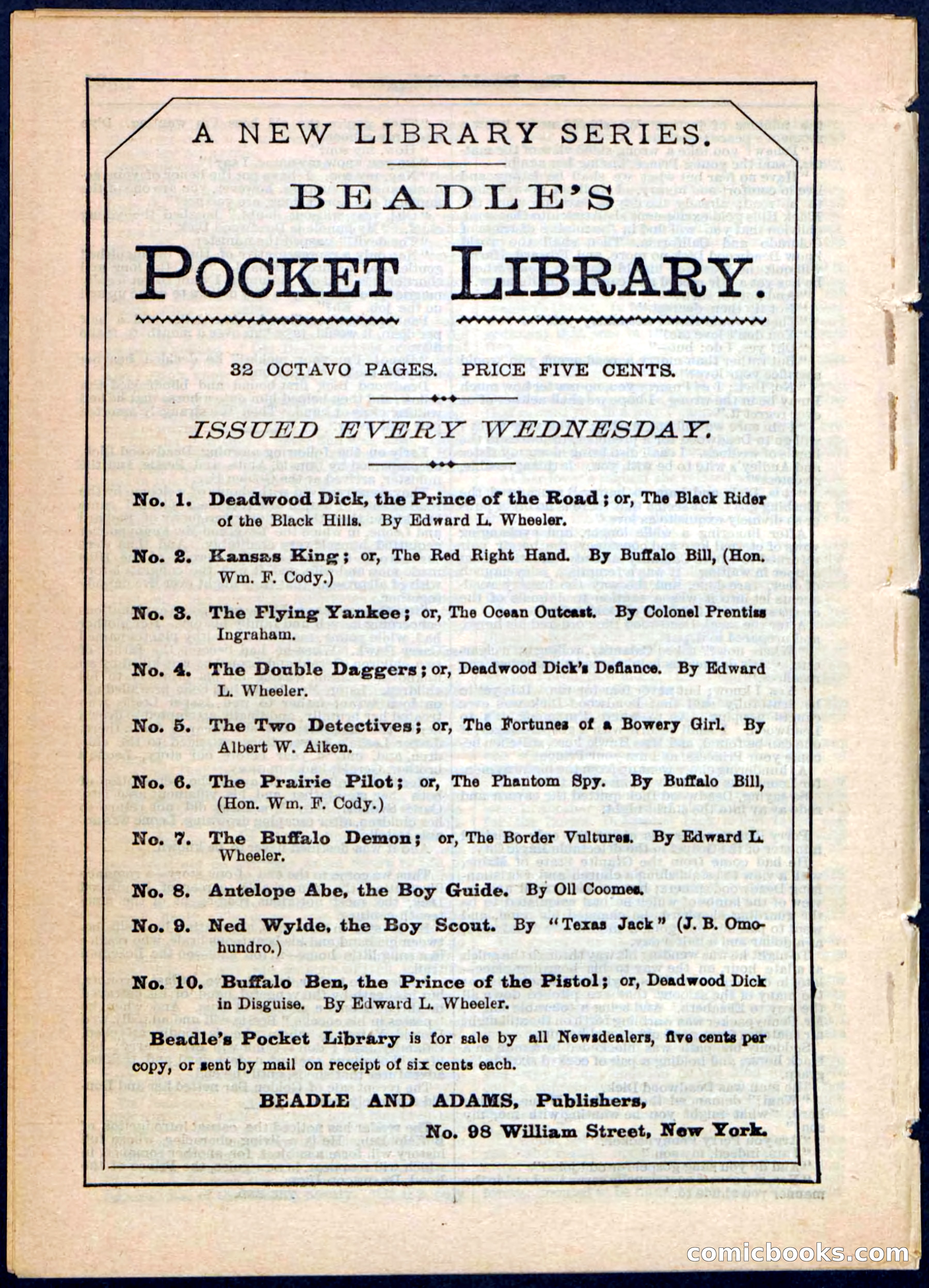 Beadle's Pocket Library No. 4 — page 32 of 32