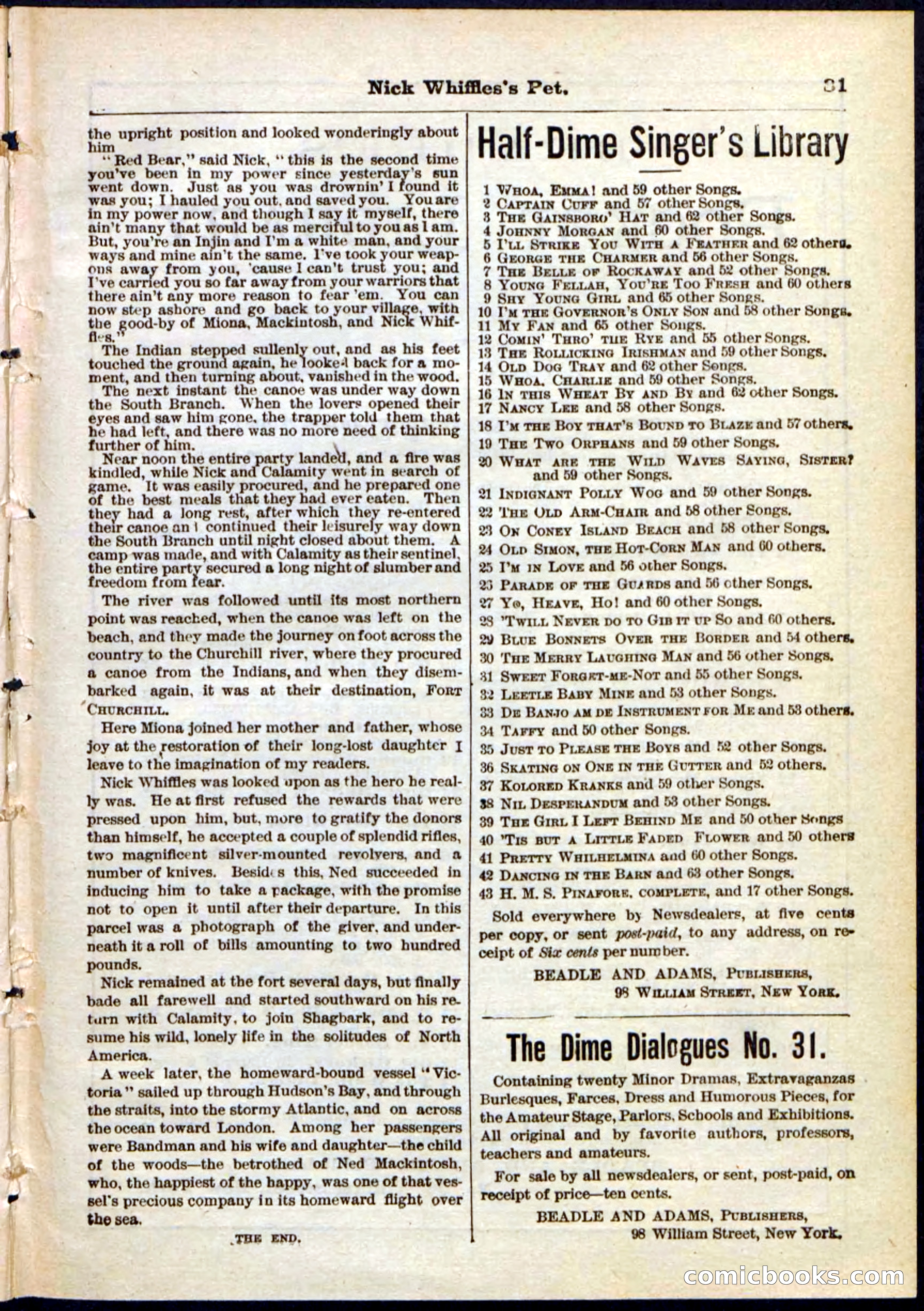 Beadle's Pocket Library, No. 40 — page 31 of 32