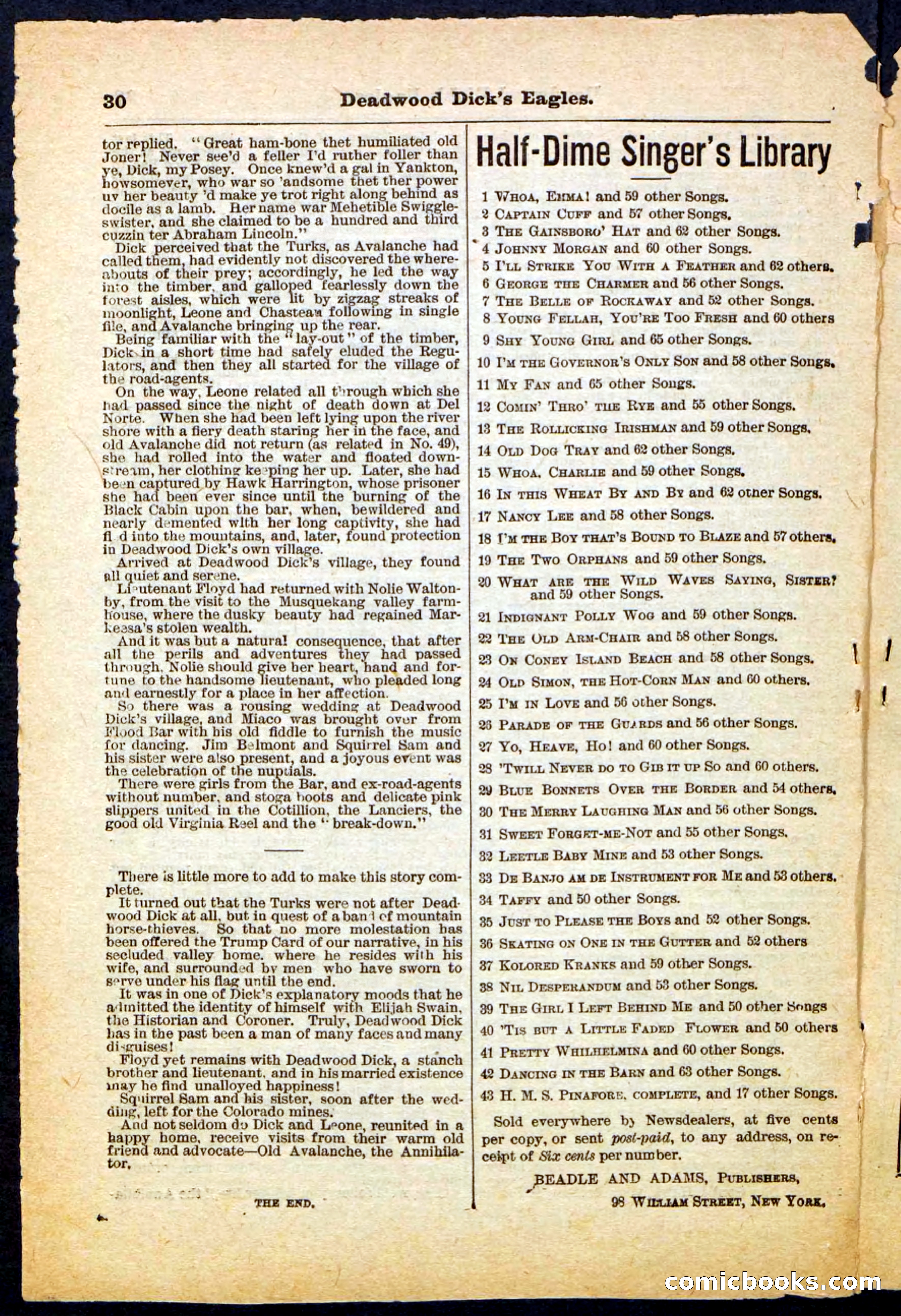 Beadle's Pocket Library, Vol. IV, No. 41 — page 30 of 32