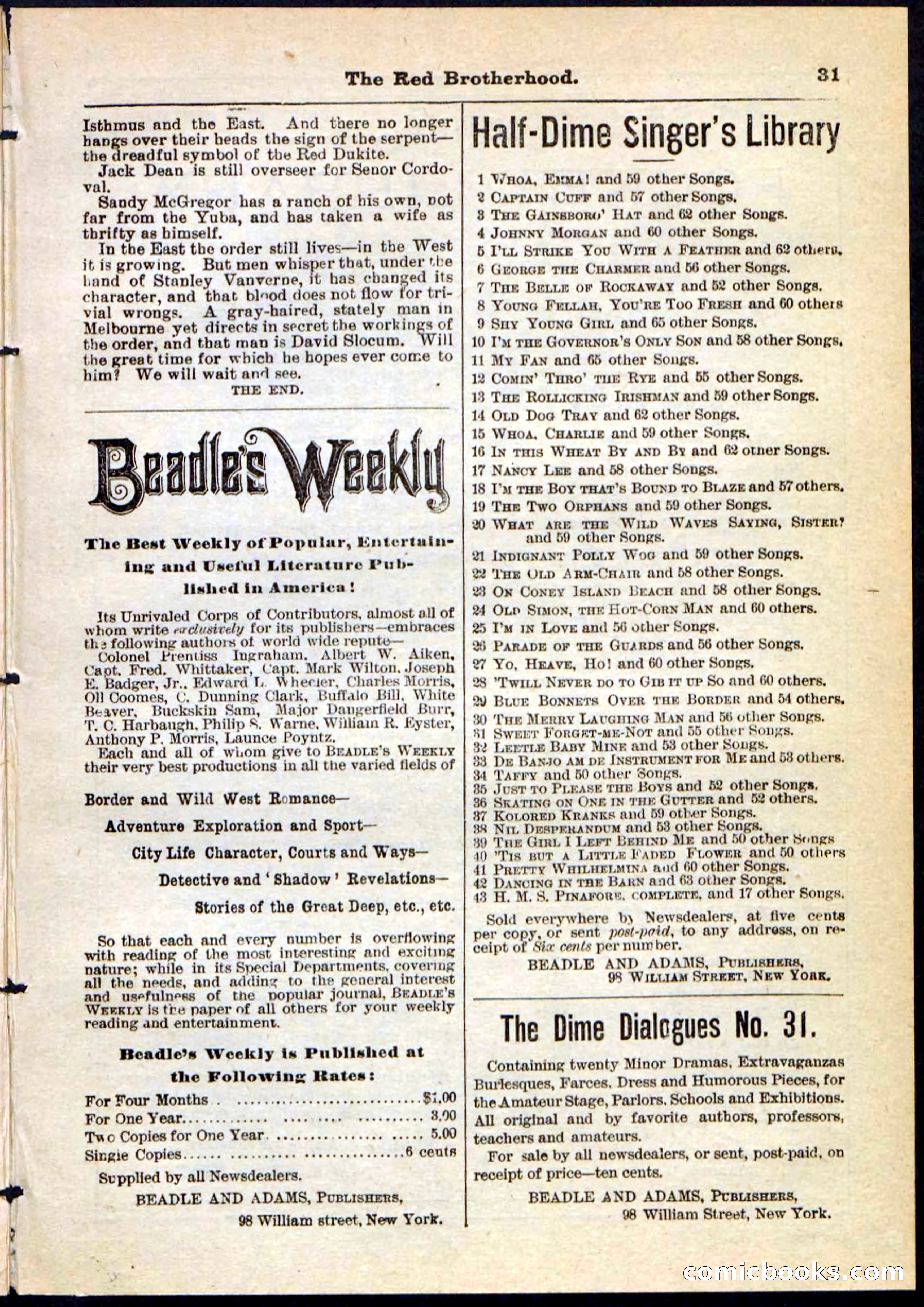 Beadle's Pocket Library No. 47 — page 31 of 32