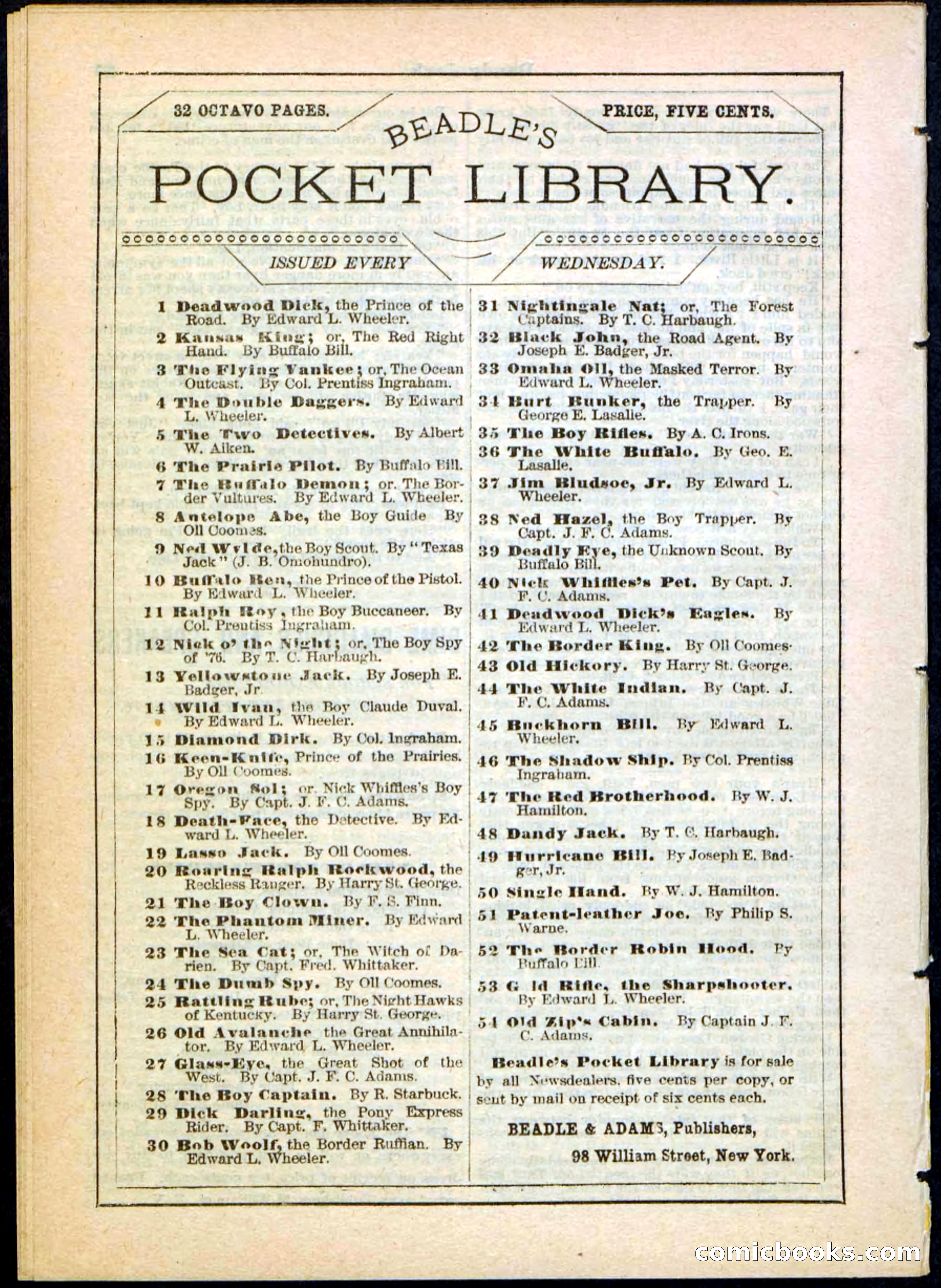 Beadle's Pocket Library No. 48 — page 32 of 32