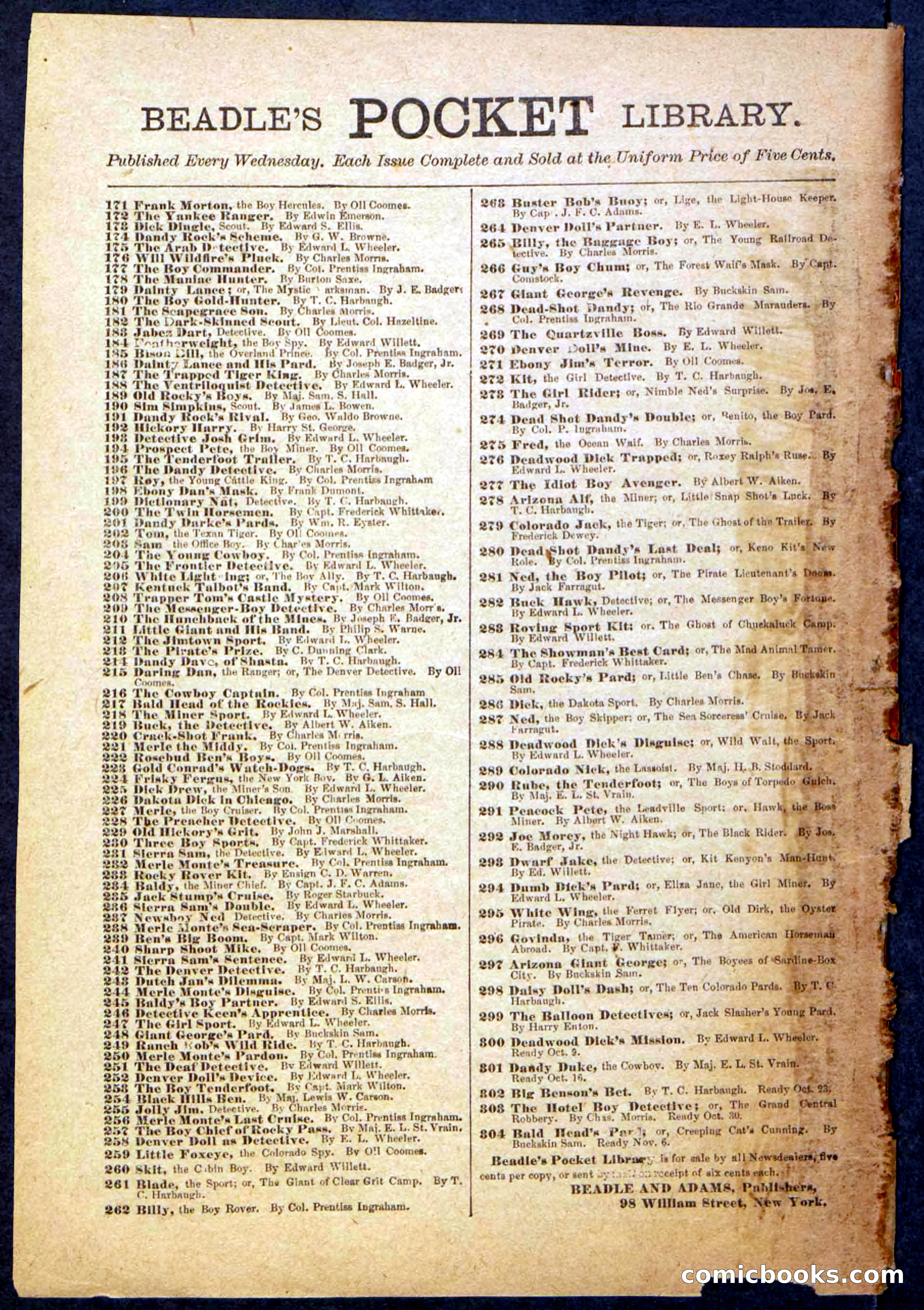 Beadle's Pocket Library, Vol. IV, No. 49 — page 32 of 32