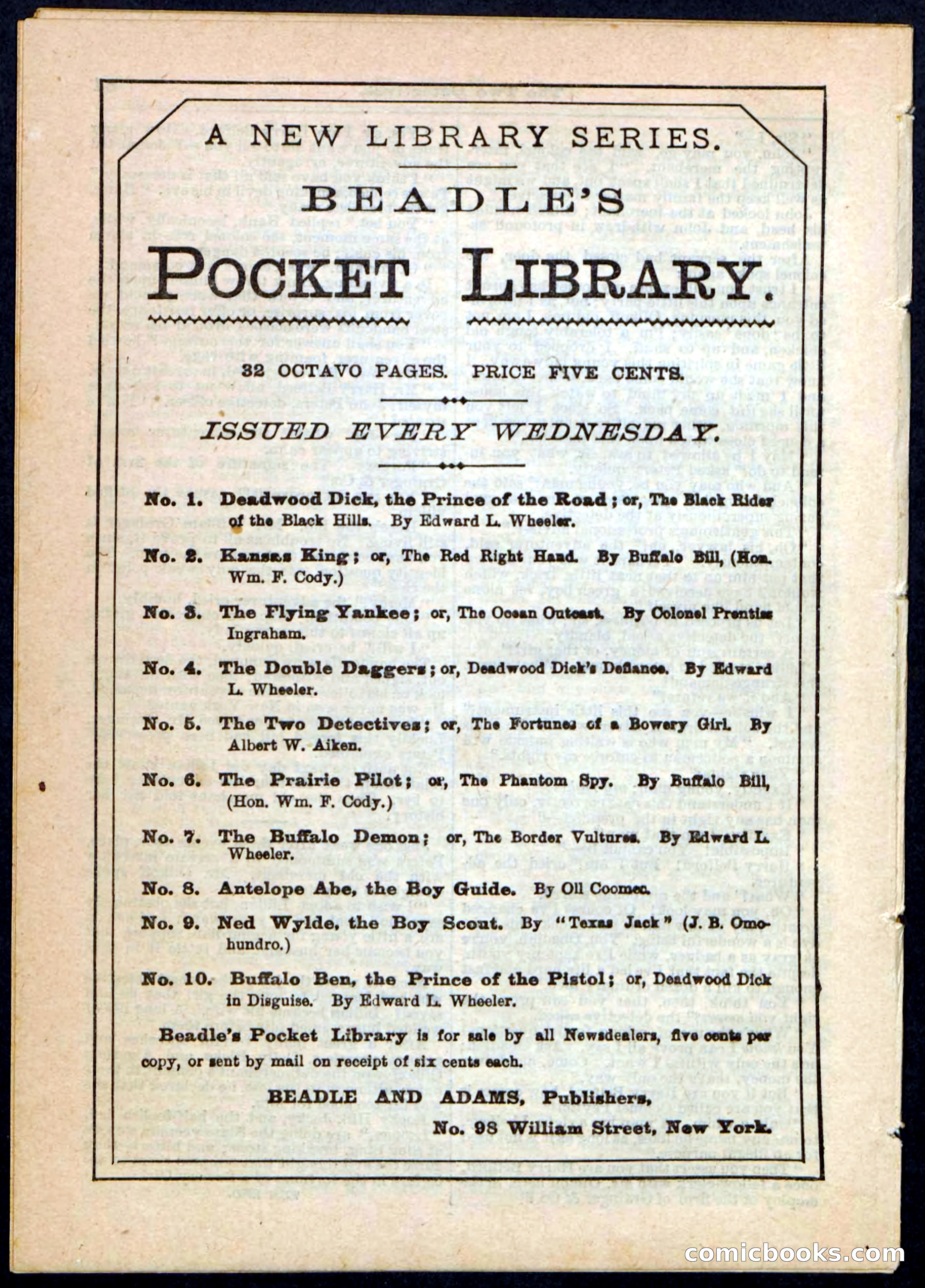 Beadle's Pocket Library No. 5 — page 32 of 32
