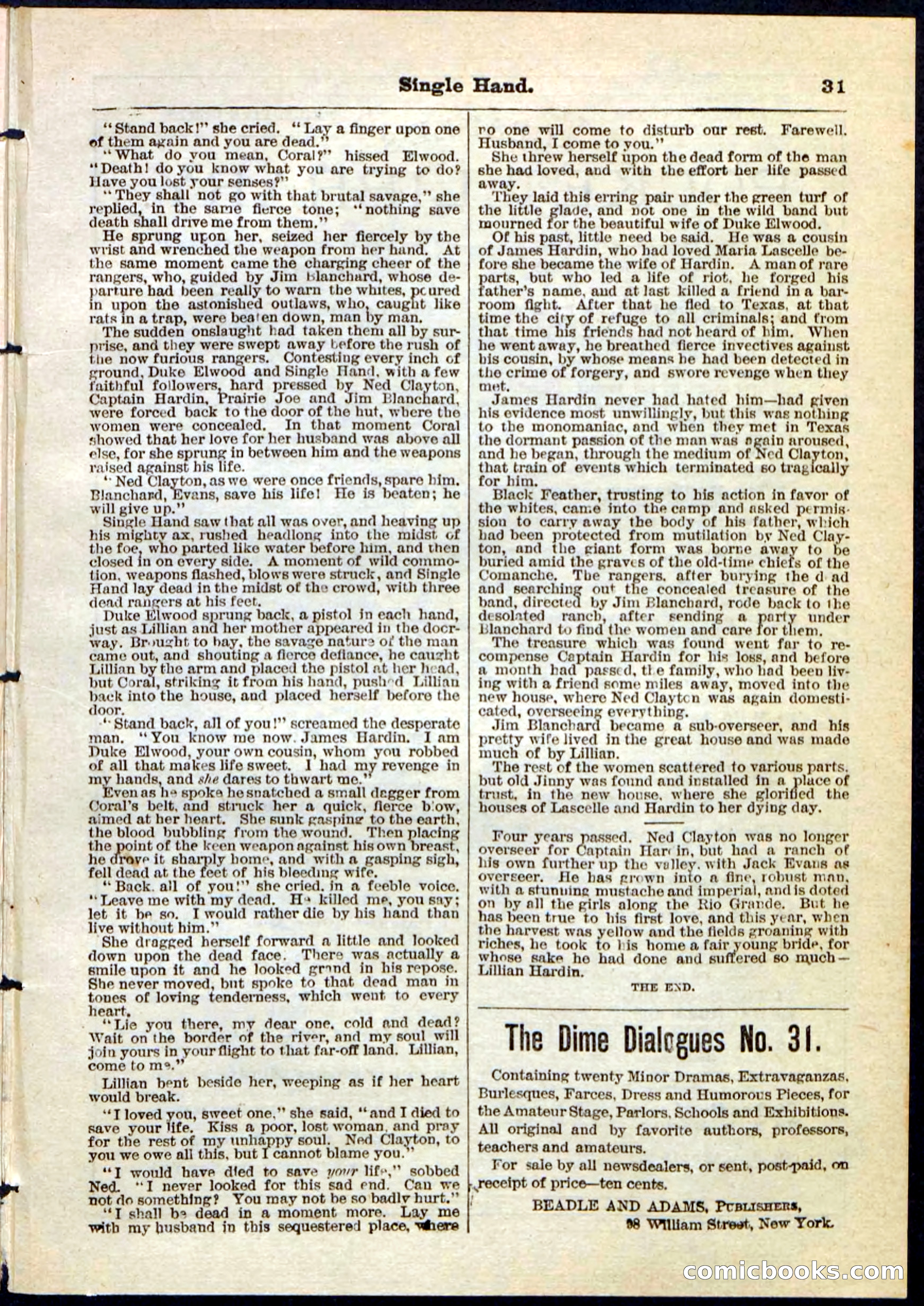 Beadle's Pocket Library No. 50 — page 31 of 32