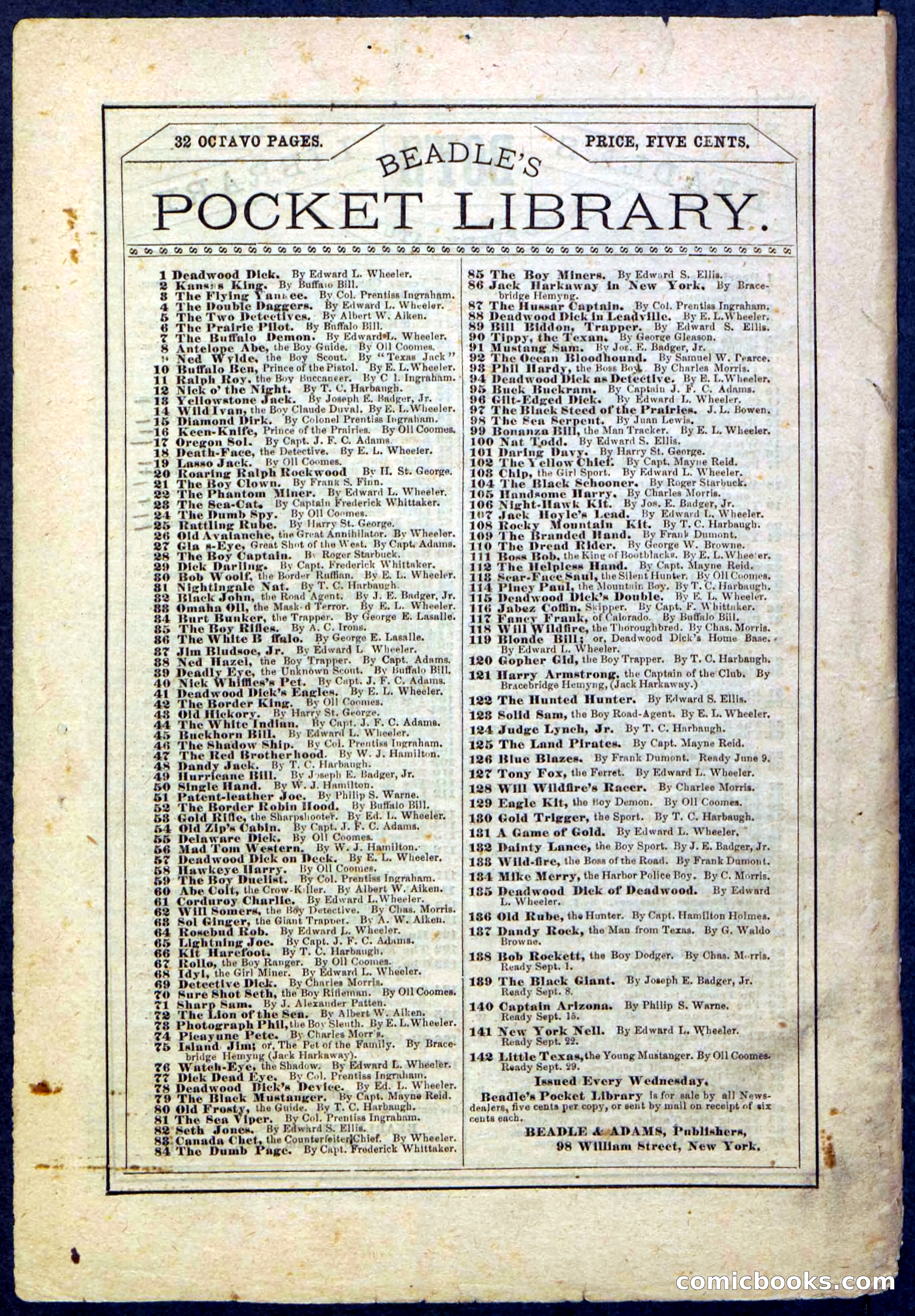 Beadle's Pocket Library, No. 53 — page 32 of 32
