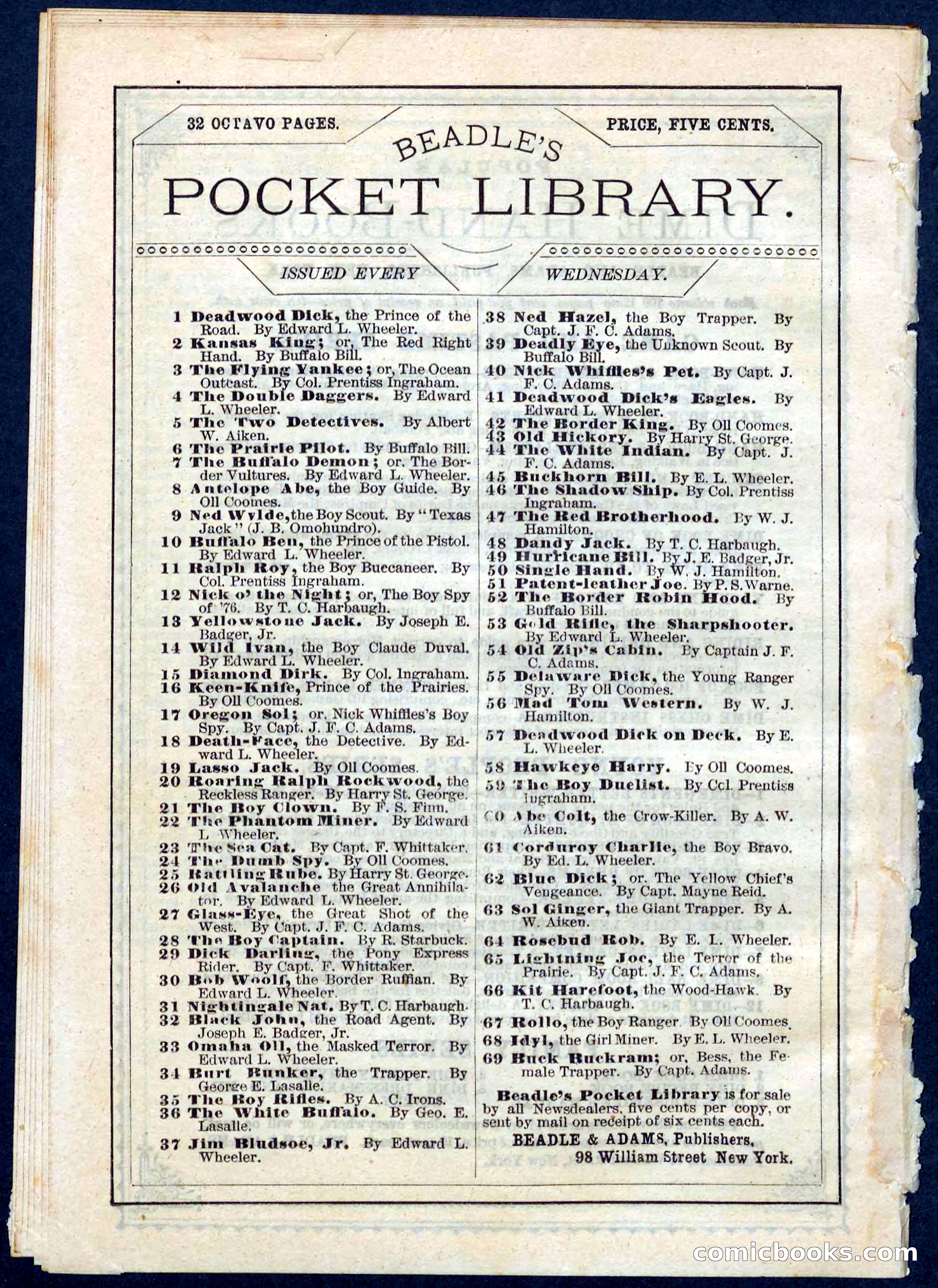 Beadle's Pocket Library No. 54 — page 32 of 32