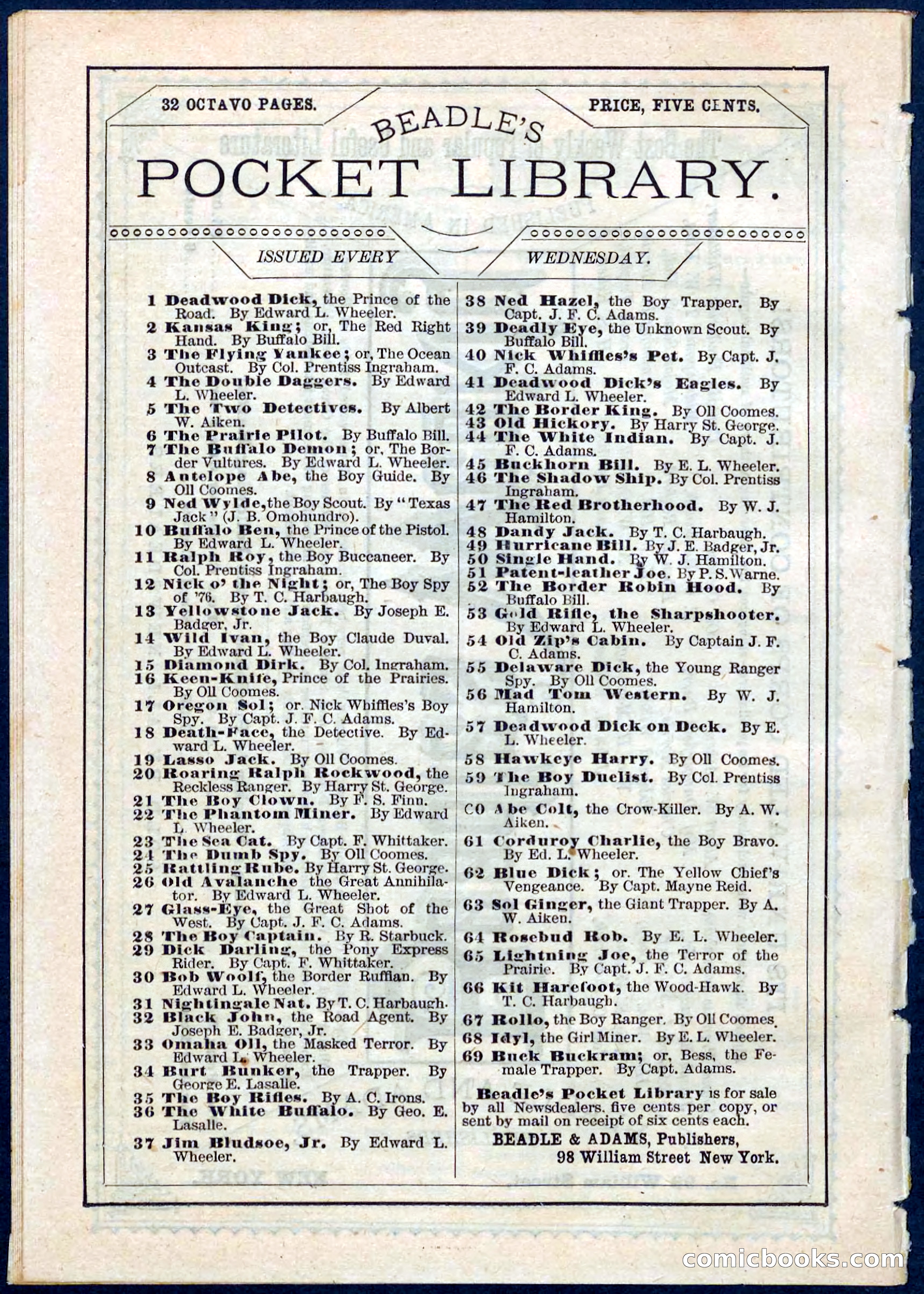 Beadle's Pocket Library, No. 55 — page 32 of 32