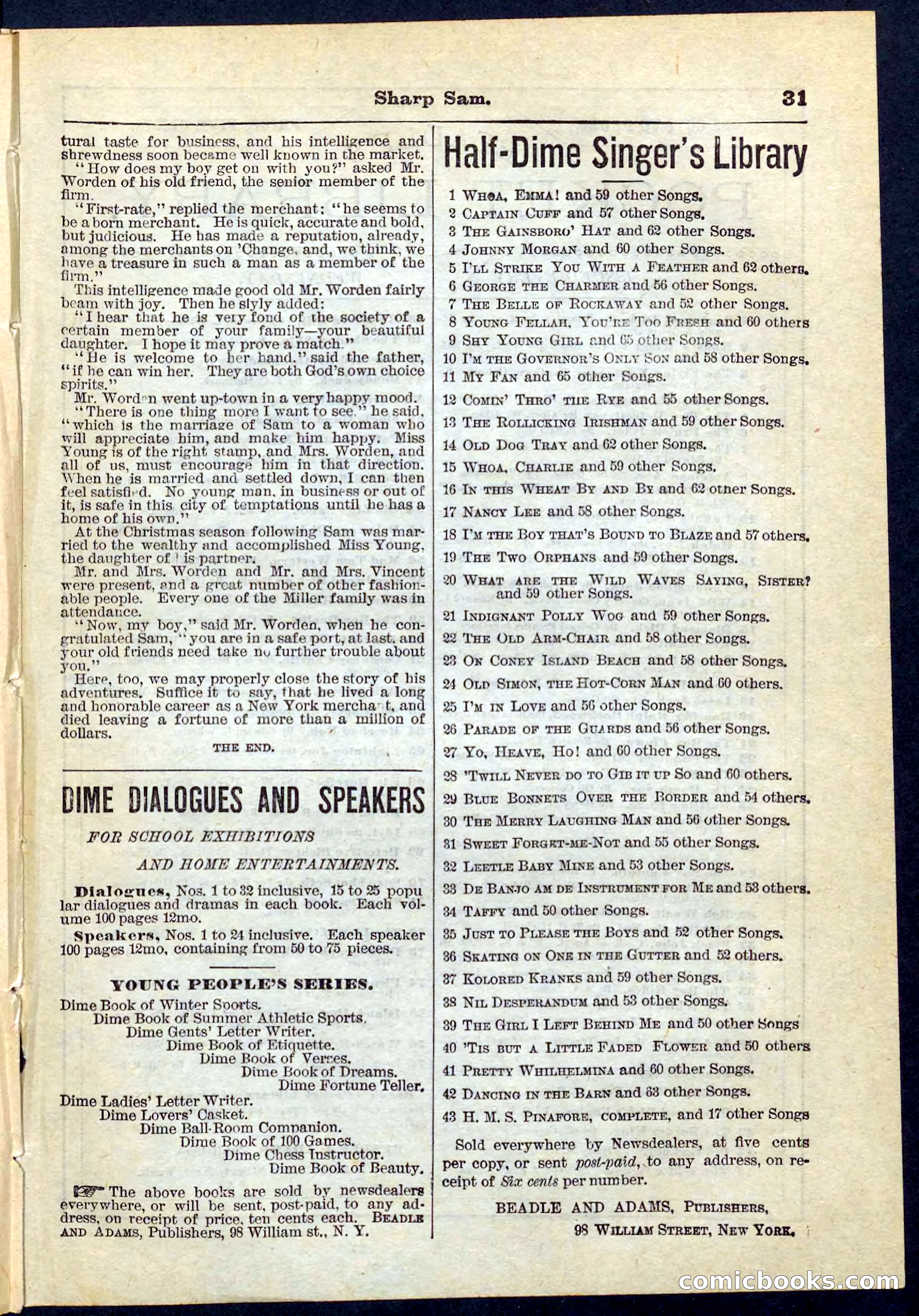 Beadle's Pocket Library No. 71 — page 31 of 32