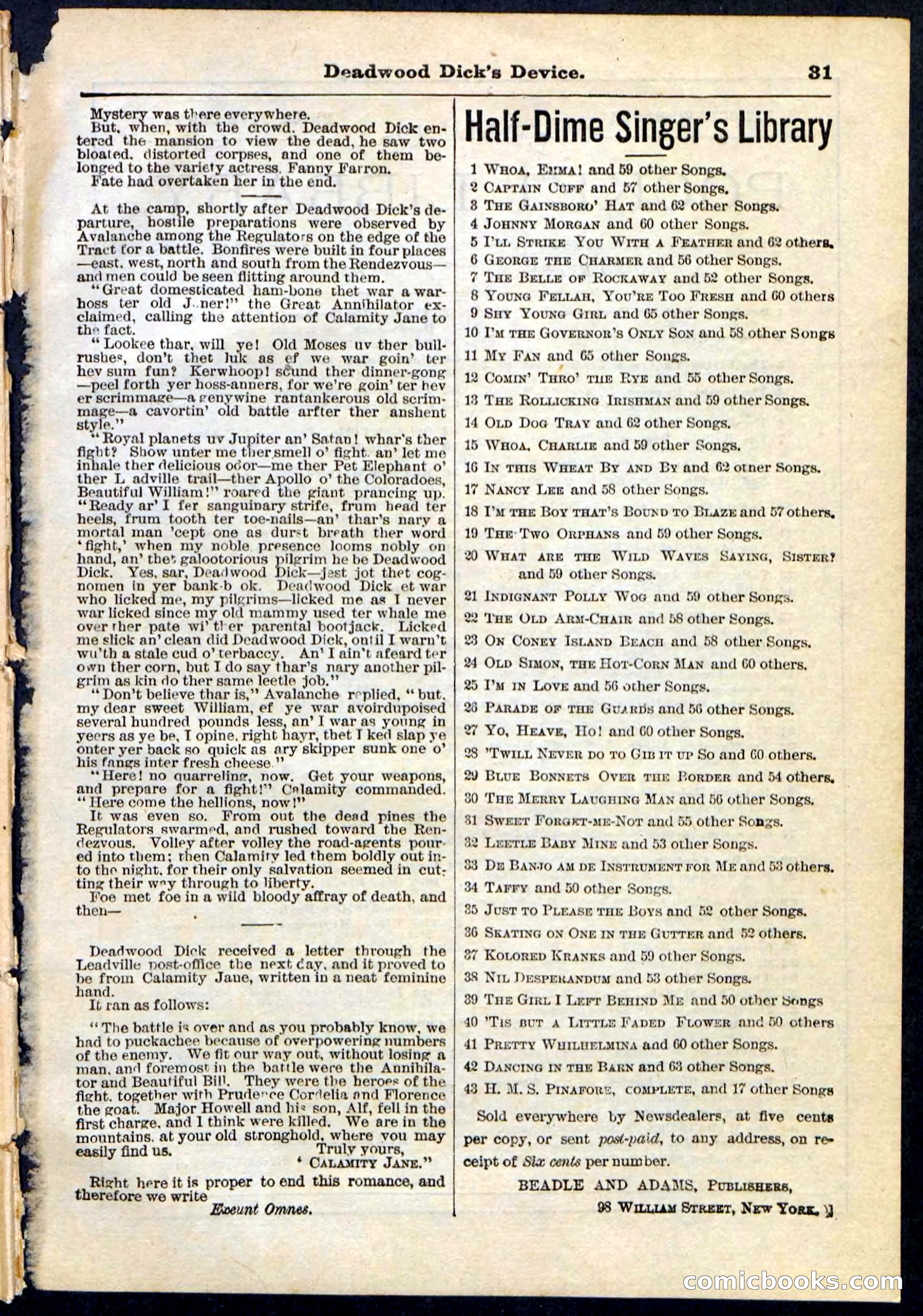 Beadle's Pocket Library No. 78 — page 31 of 32