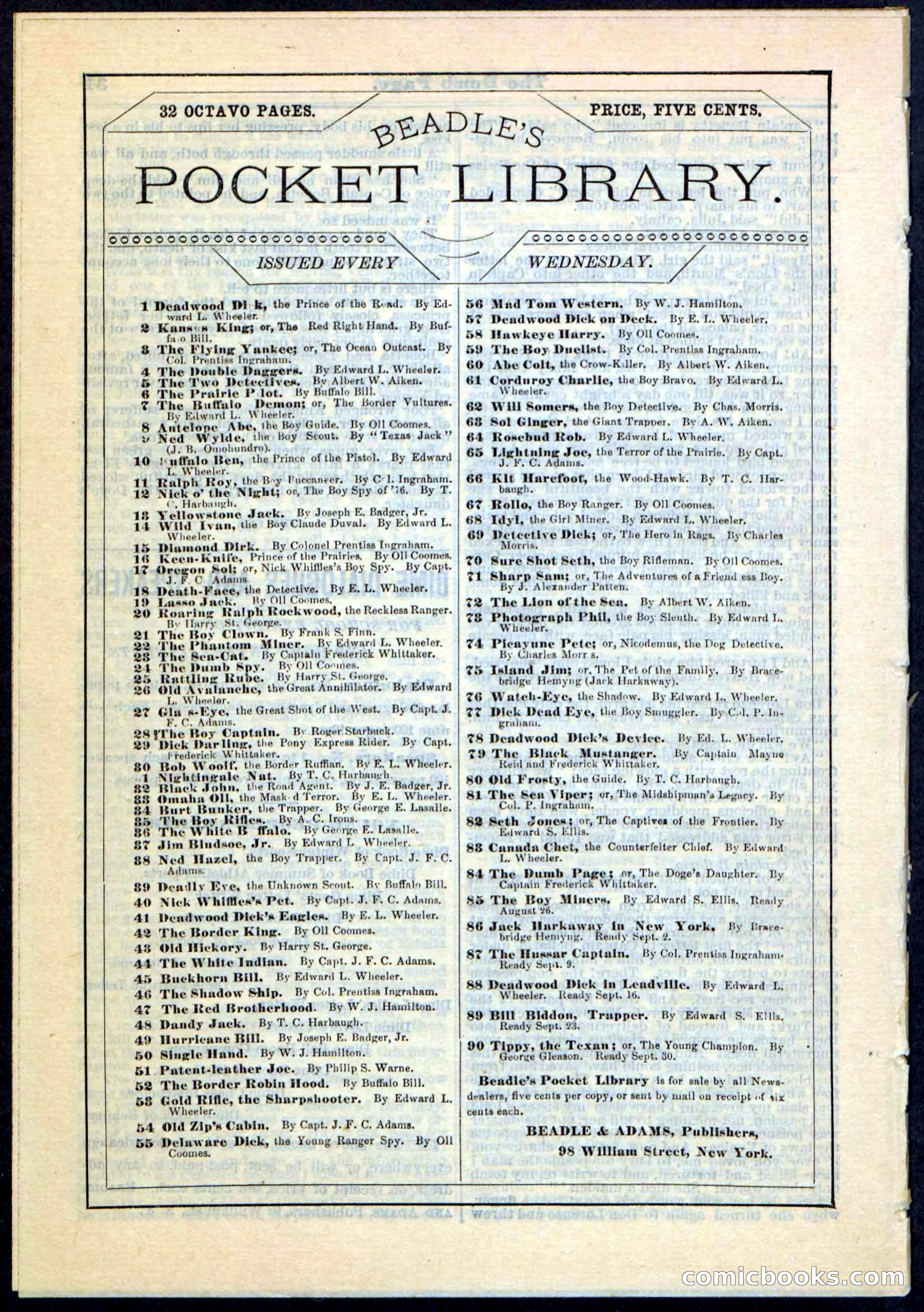 Beadle's Pocket Library No. 84 — page 32 of 32