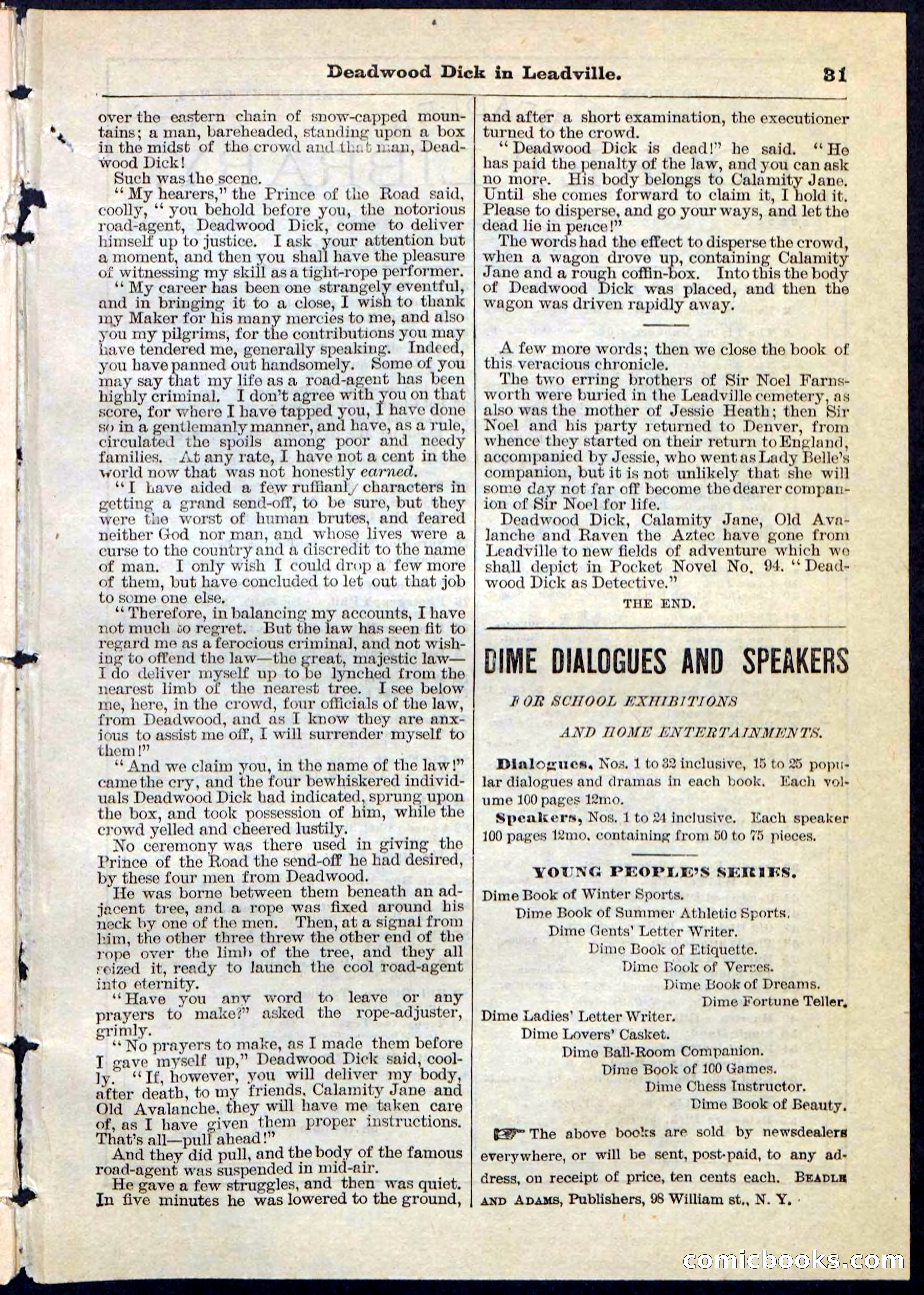 Beadle's Pocket Library No. 88 — page 31 of 32