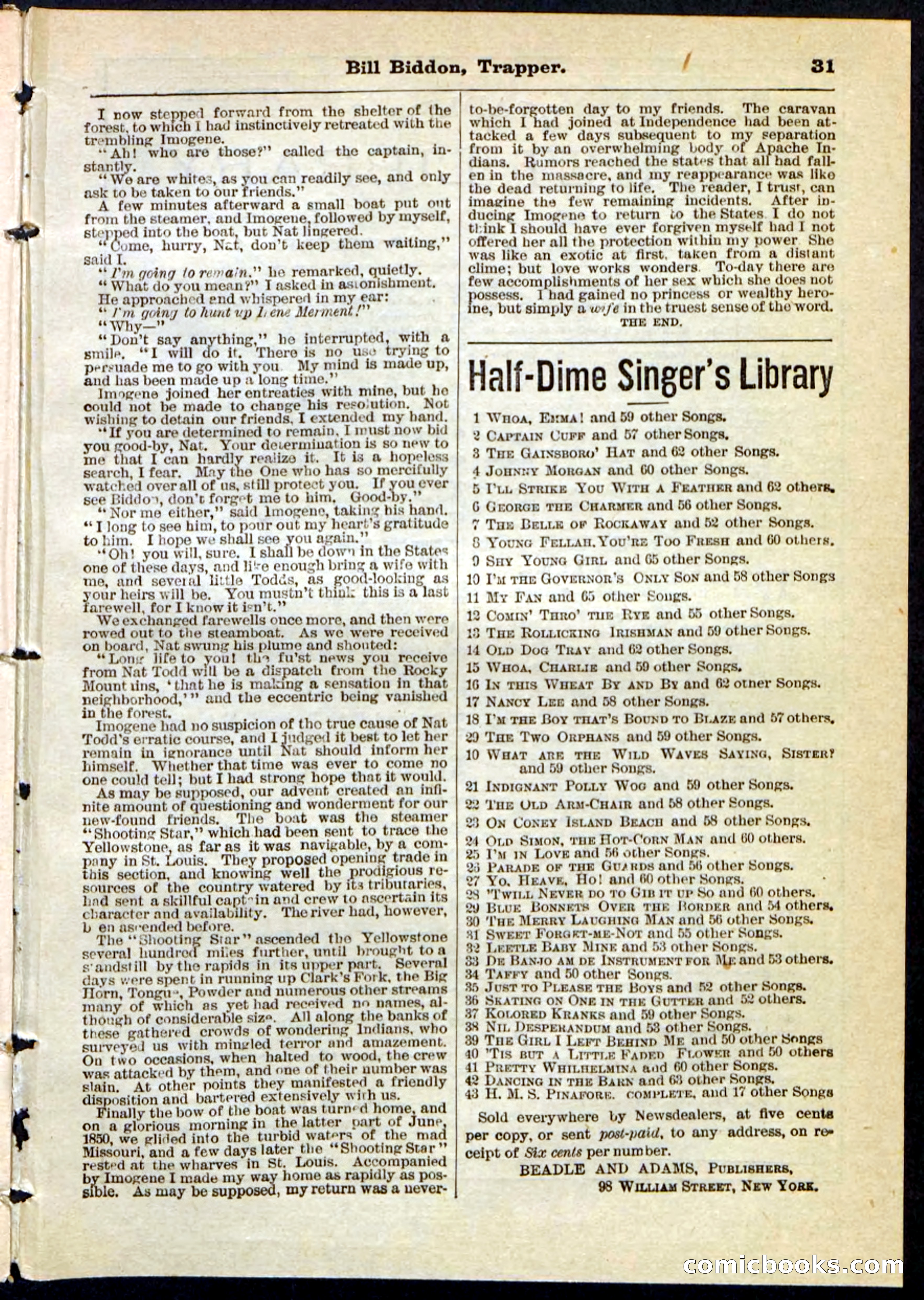 Beadle's Pocket Library No. 89 — page 31 of 32