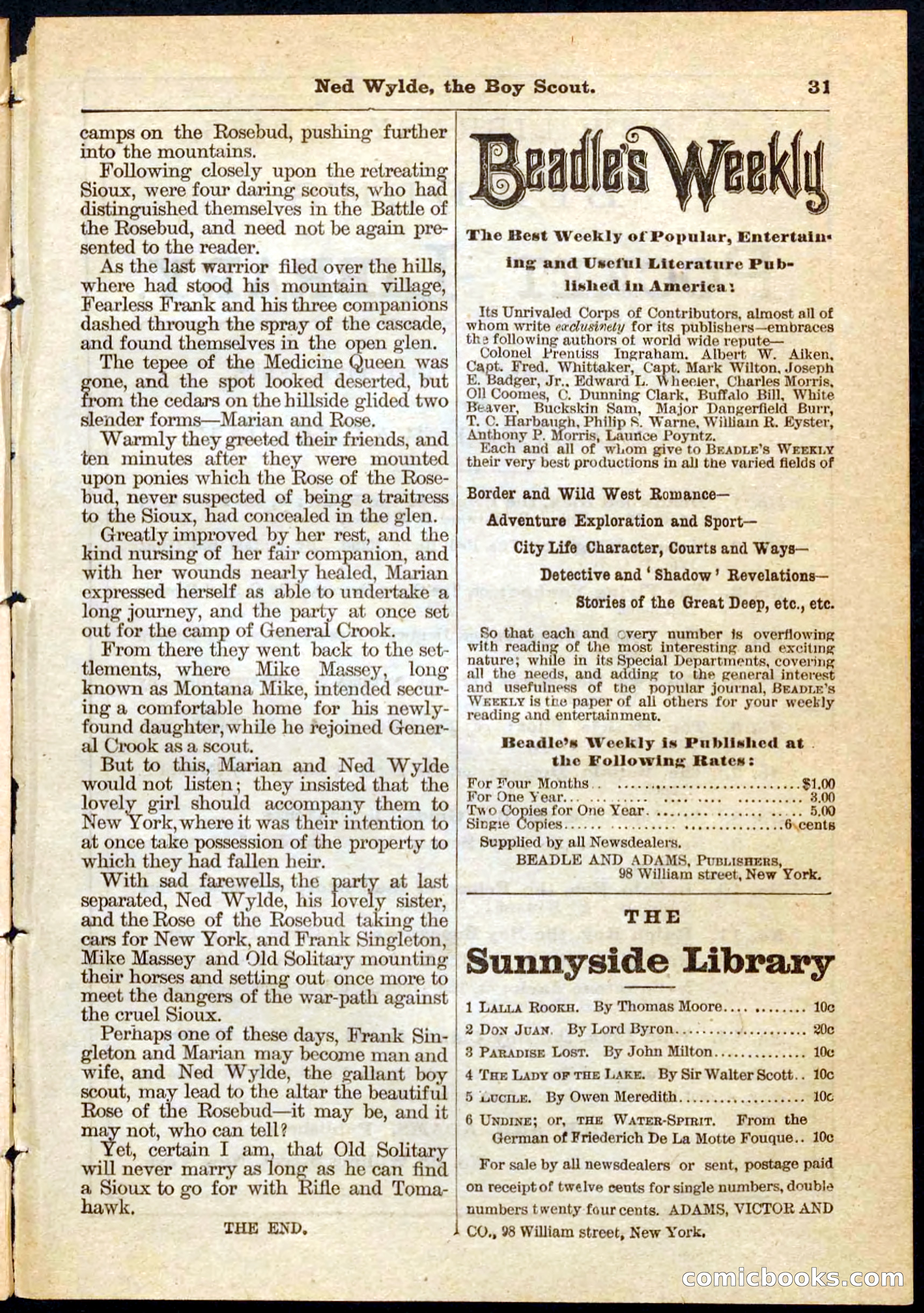 Beadle's Pocket Library No. 9 — page 31 of 32