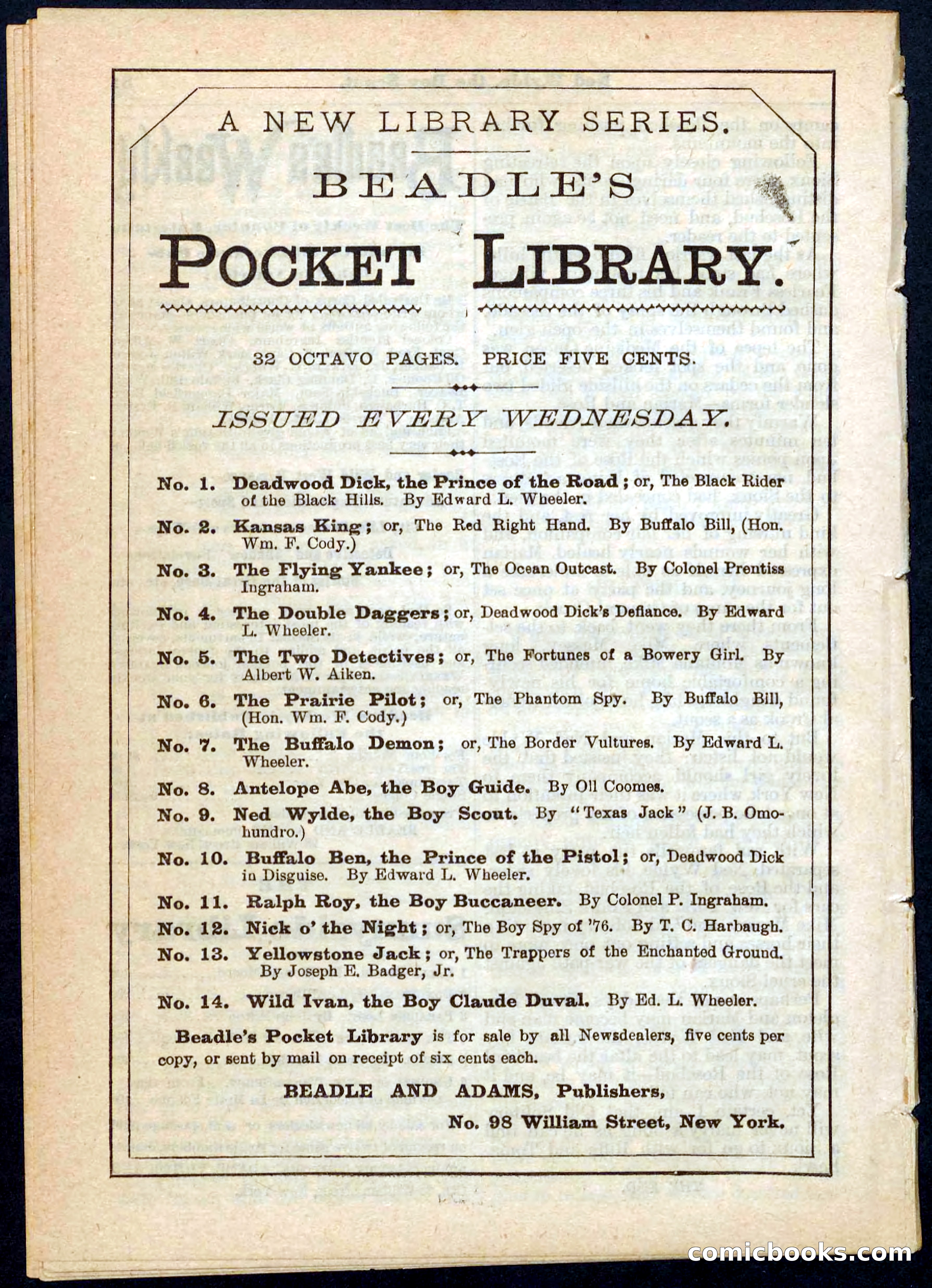 Beadle's Pocket Library No. 9 — page 32 of 32