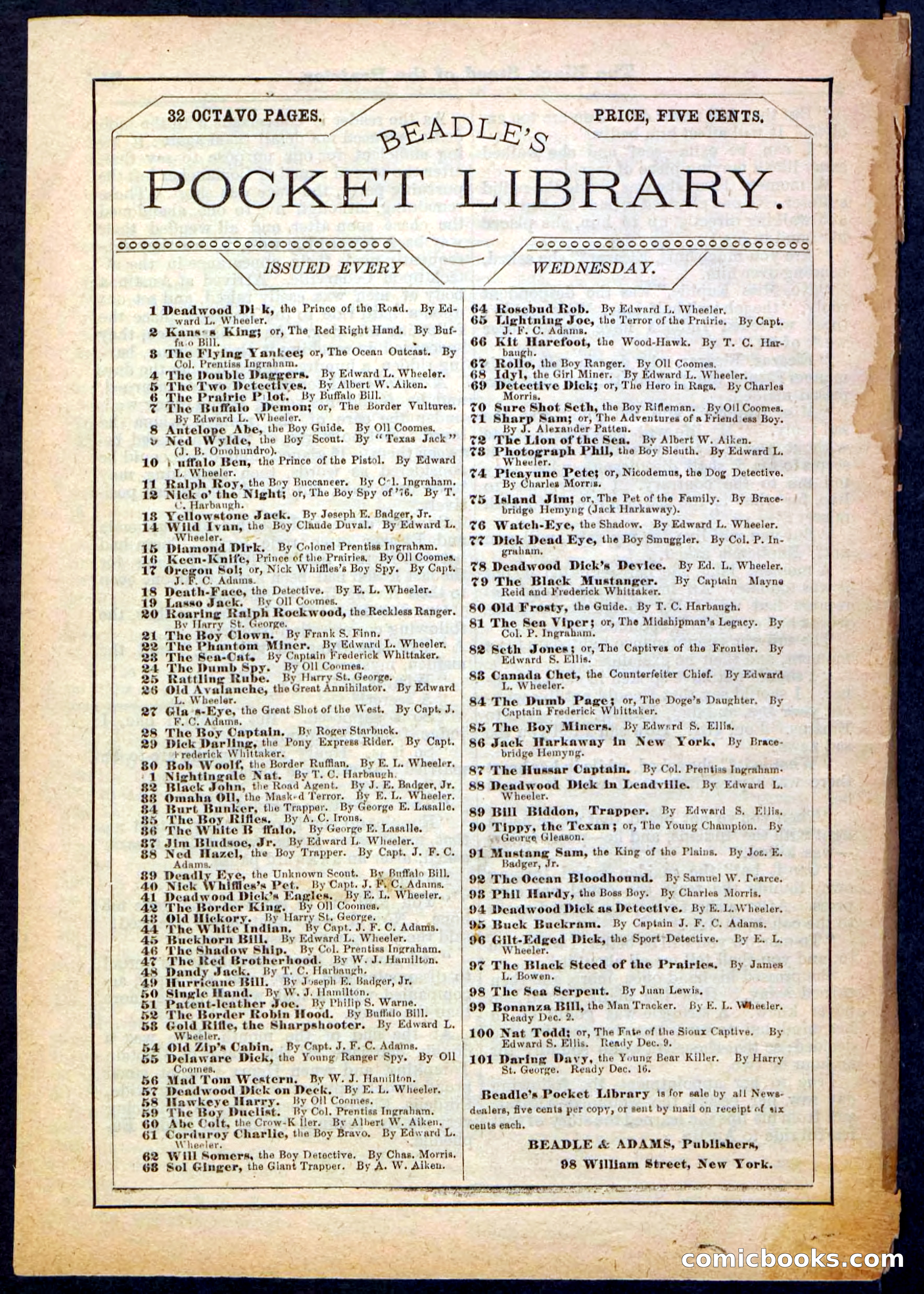 Beadle's Pocket Library, No. 97 — page 32 of 32