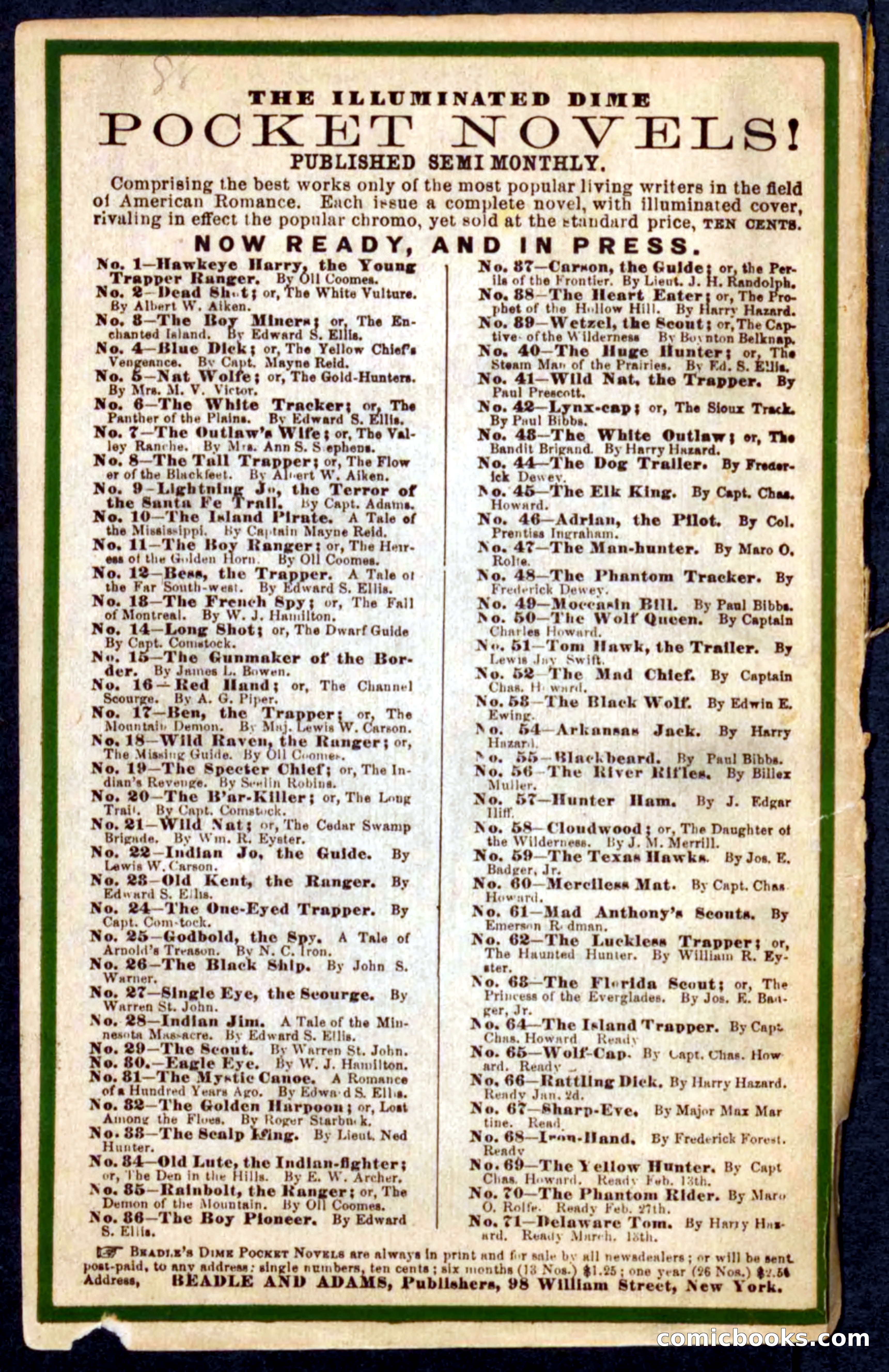 Beadle's Pocket Novels No. 68: Iron Hand, the Tory Chief — page 100 of 100