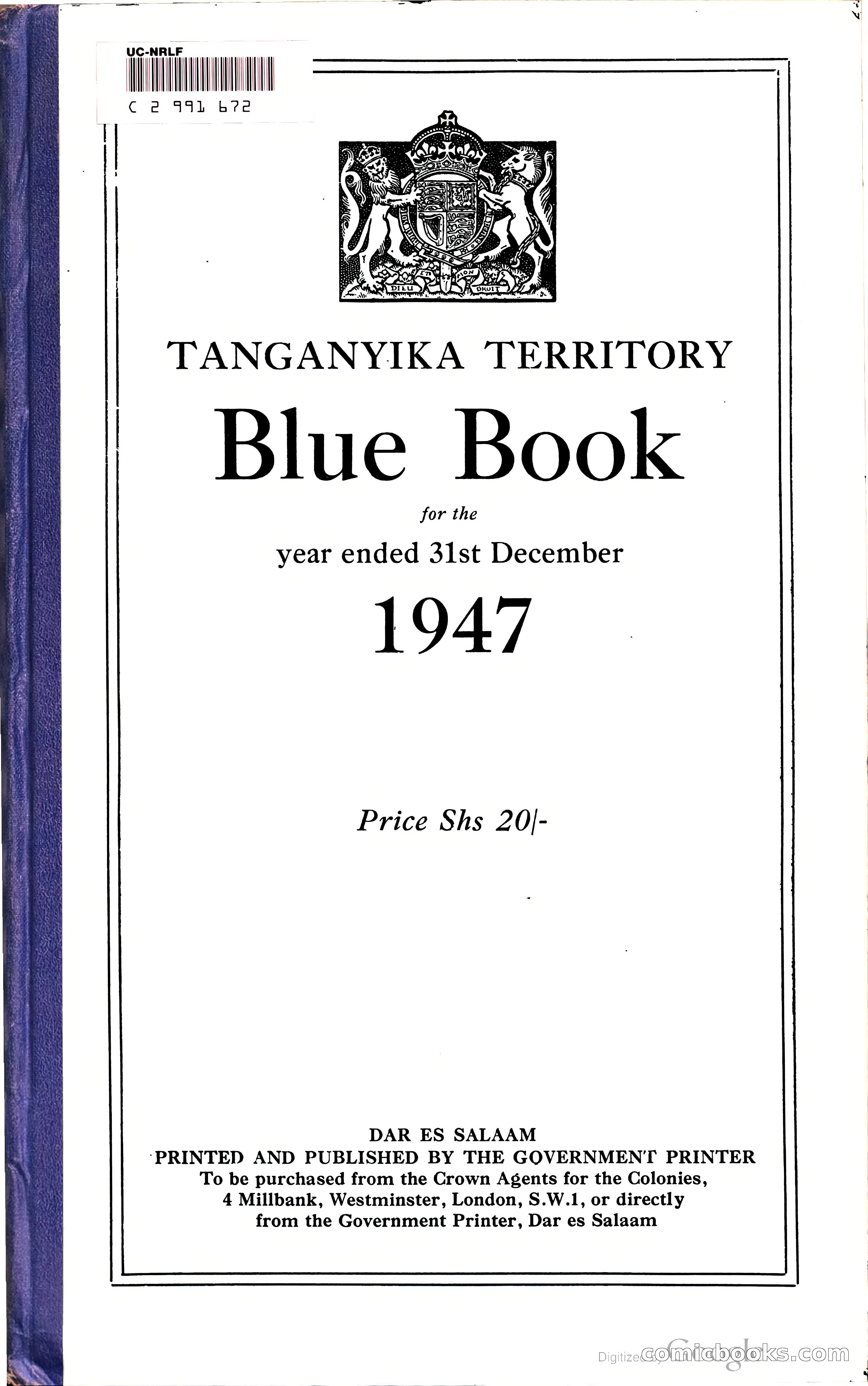 Tanganyika Territory Blue Book for the year ended 31st December 1947 — page 2 of 400