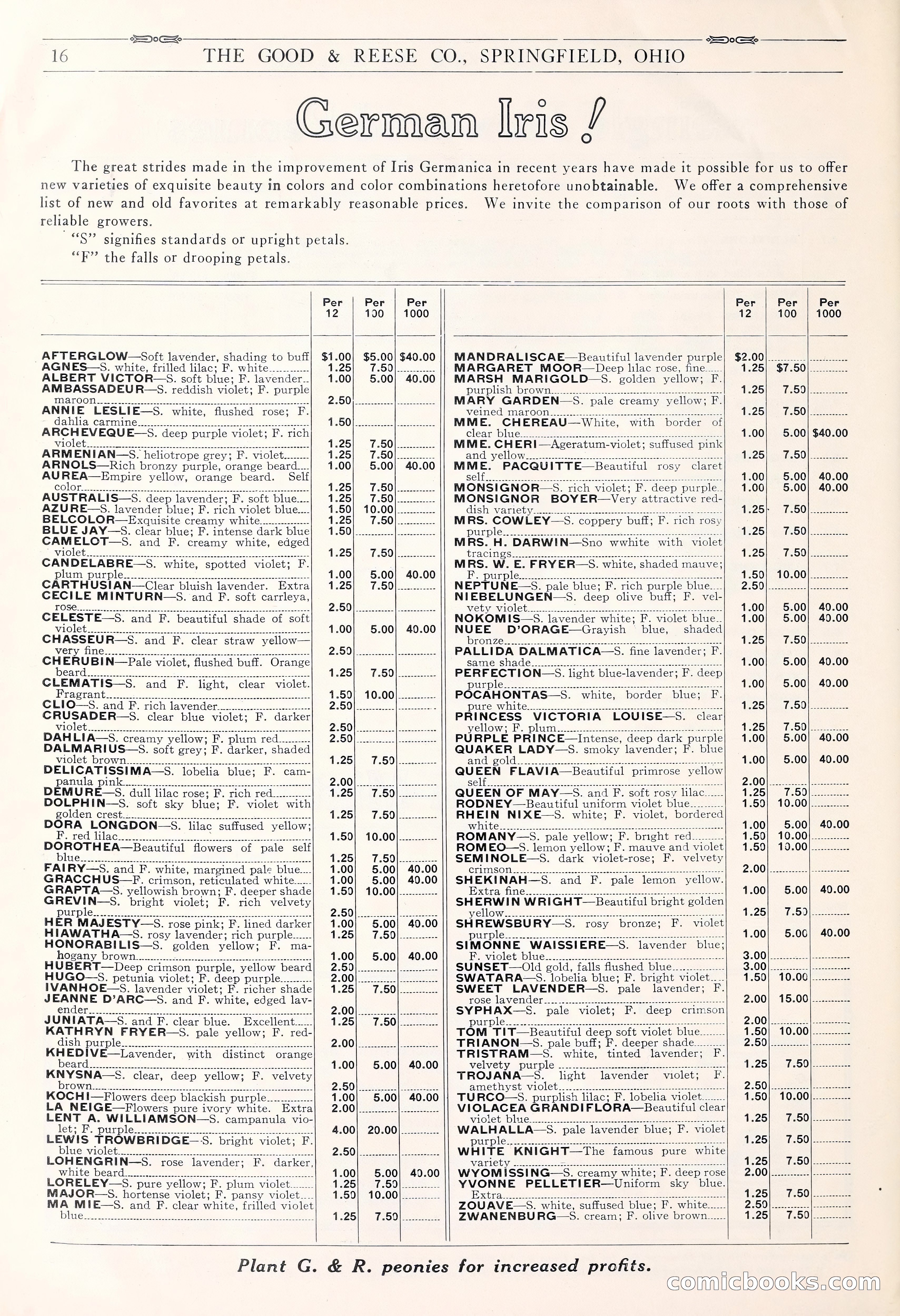 Good & Reese Co.'s Blue Book for Florists: Autumn 1930 — page 22 of 58