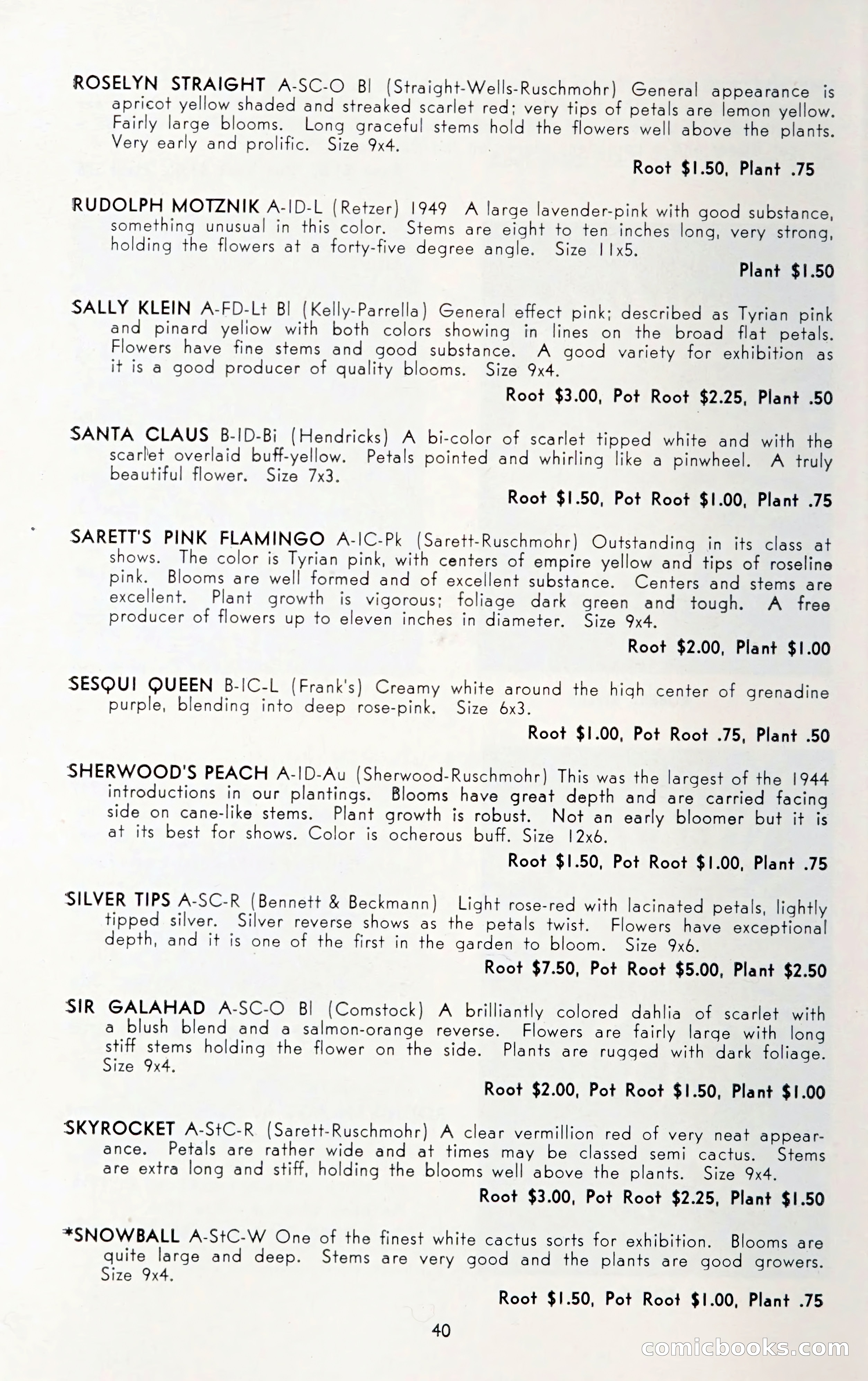Dahlia Blue Book for 1950 — page 44 of 64