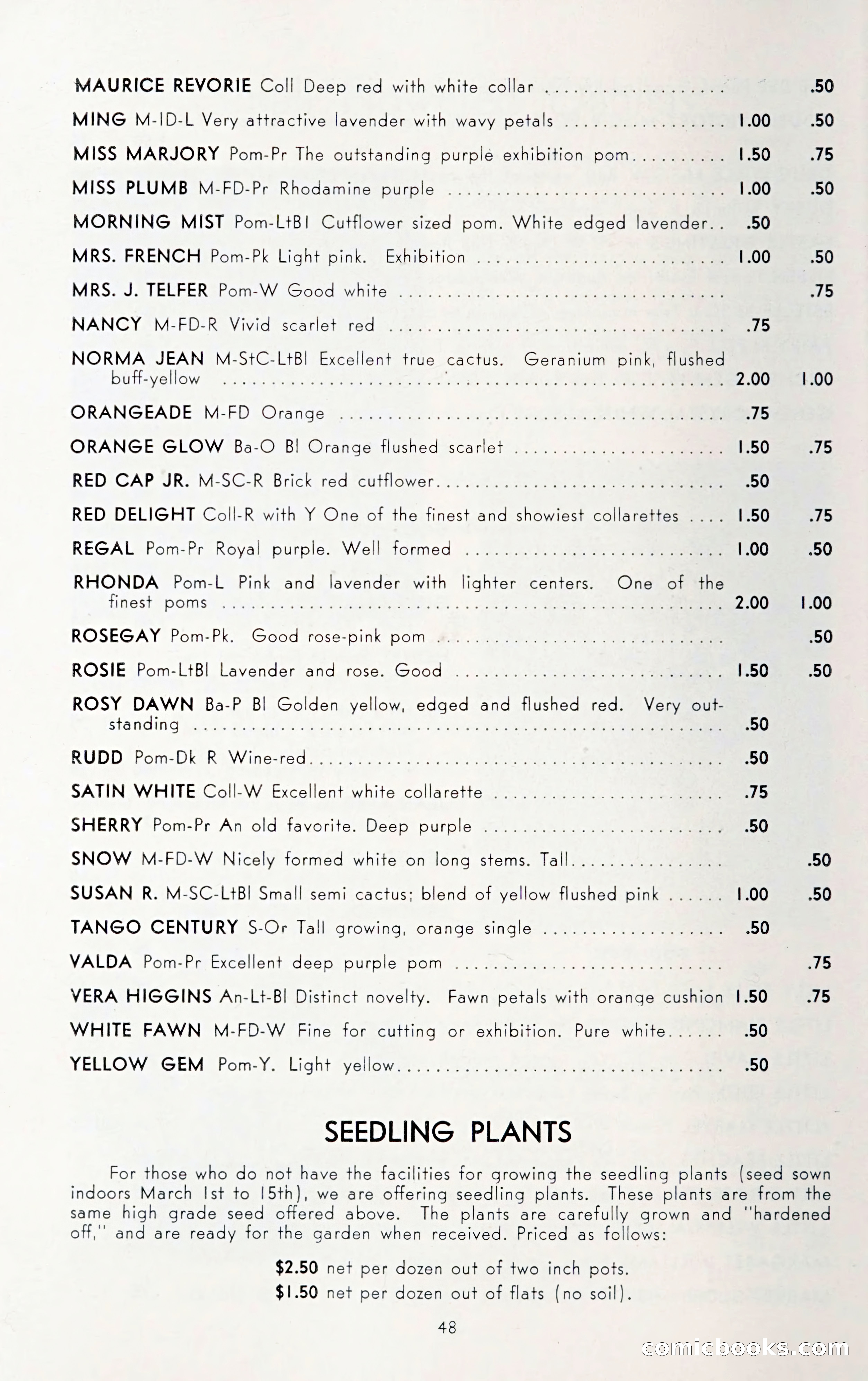 Dahlia Blue Book for 1950 — page 52 of 64