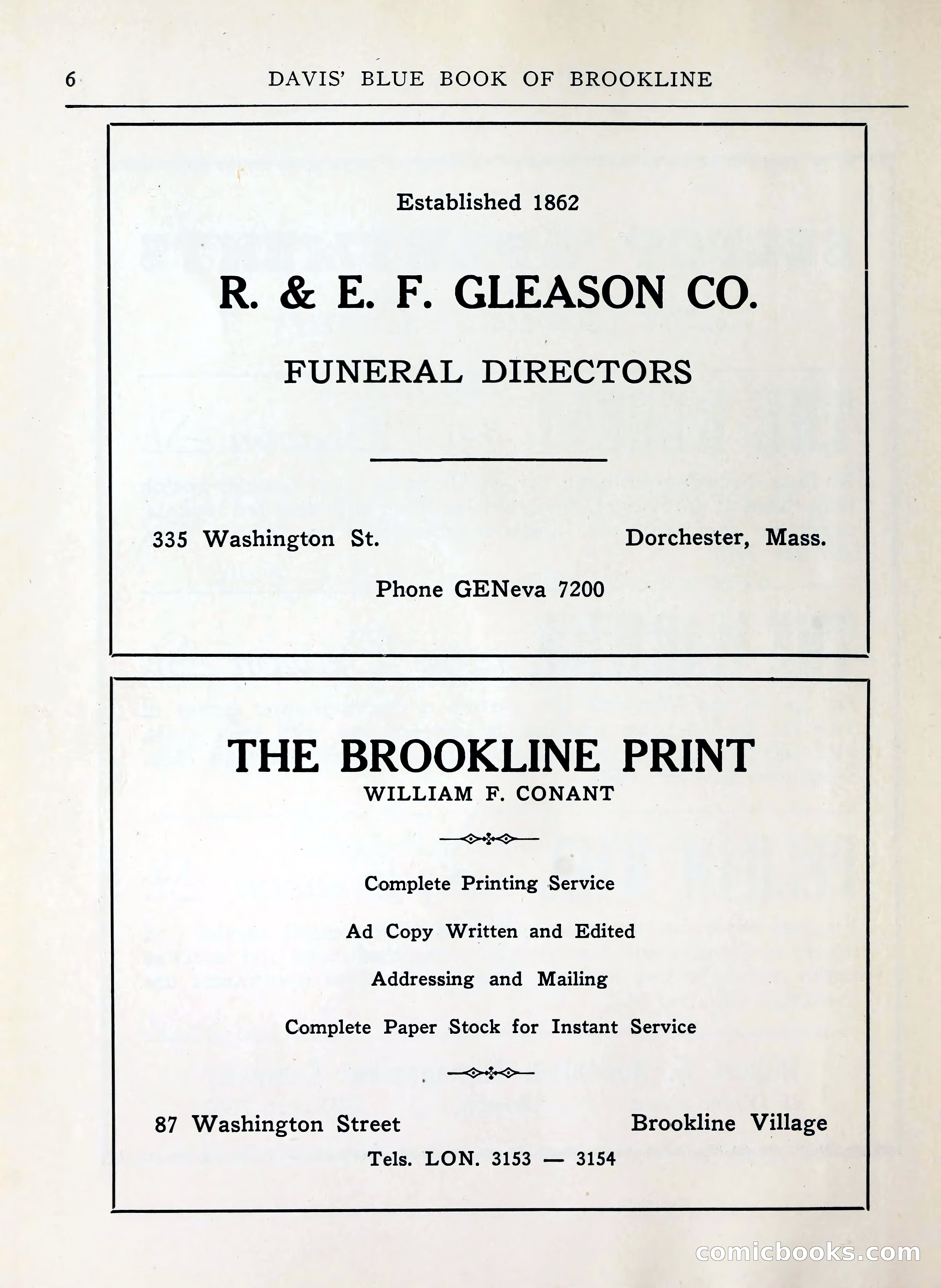 Davis' Blue Book of Brookline, Wellesley and Weston — page 6 of 224