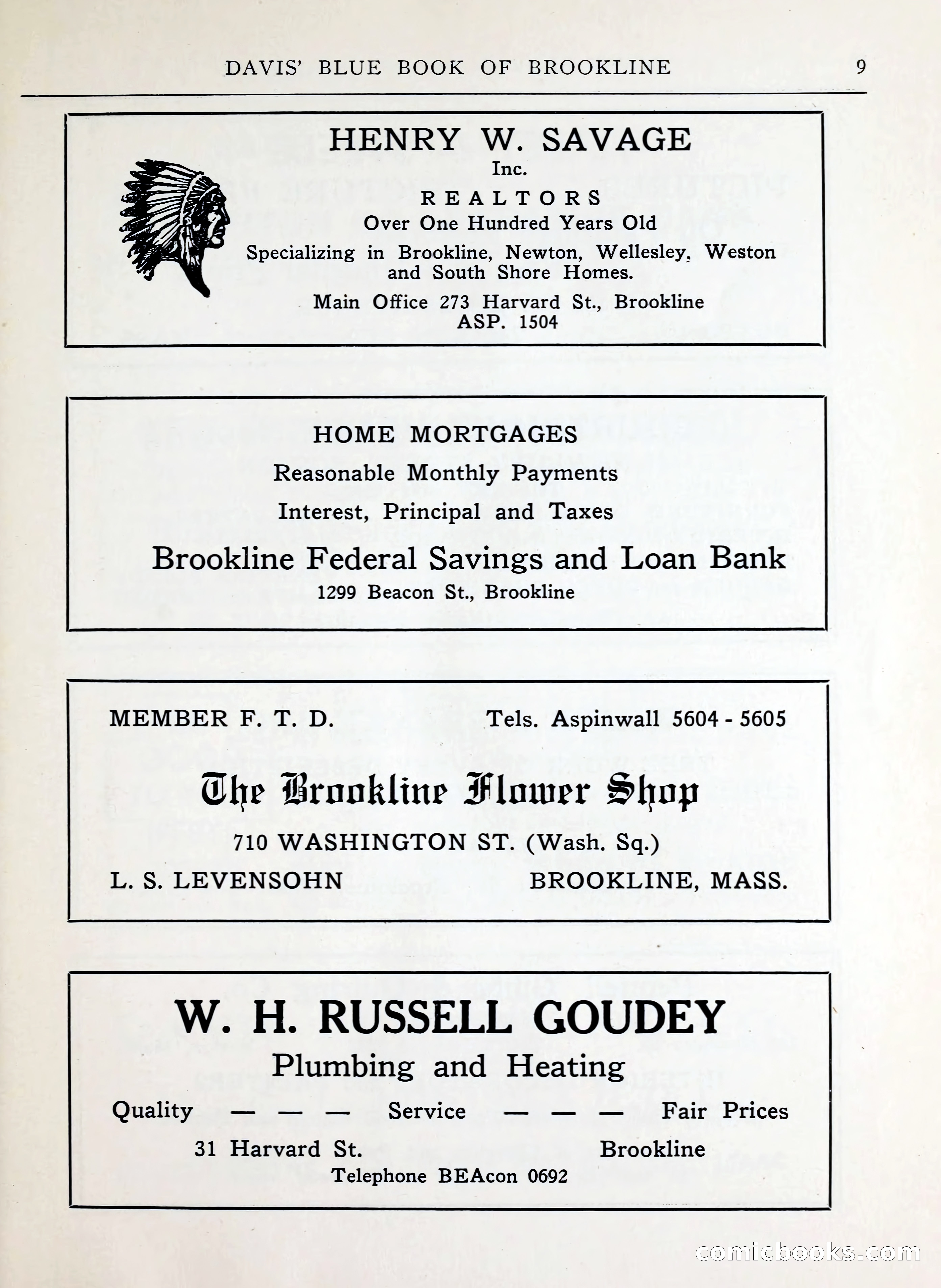 Davis' Blue Book of Brookline, Wellesley and Weston — page 9 of 224