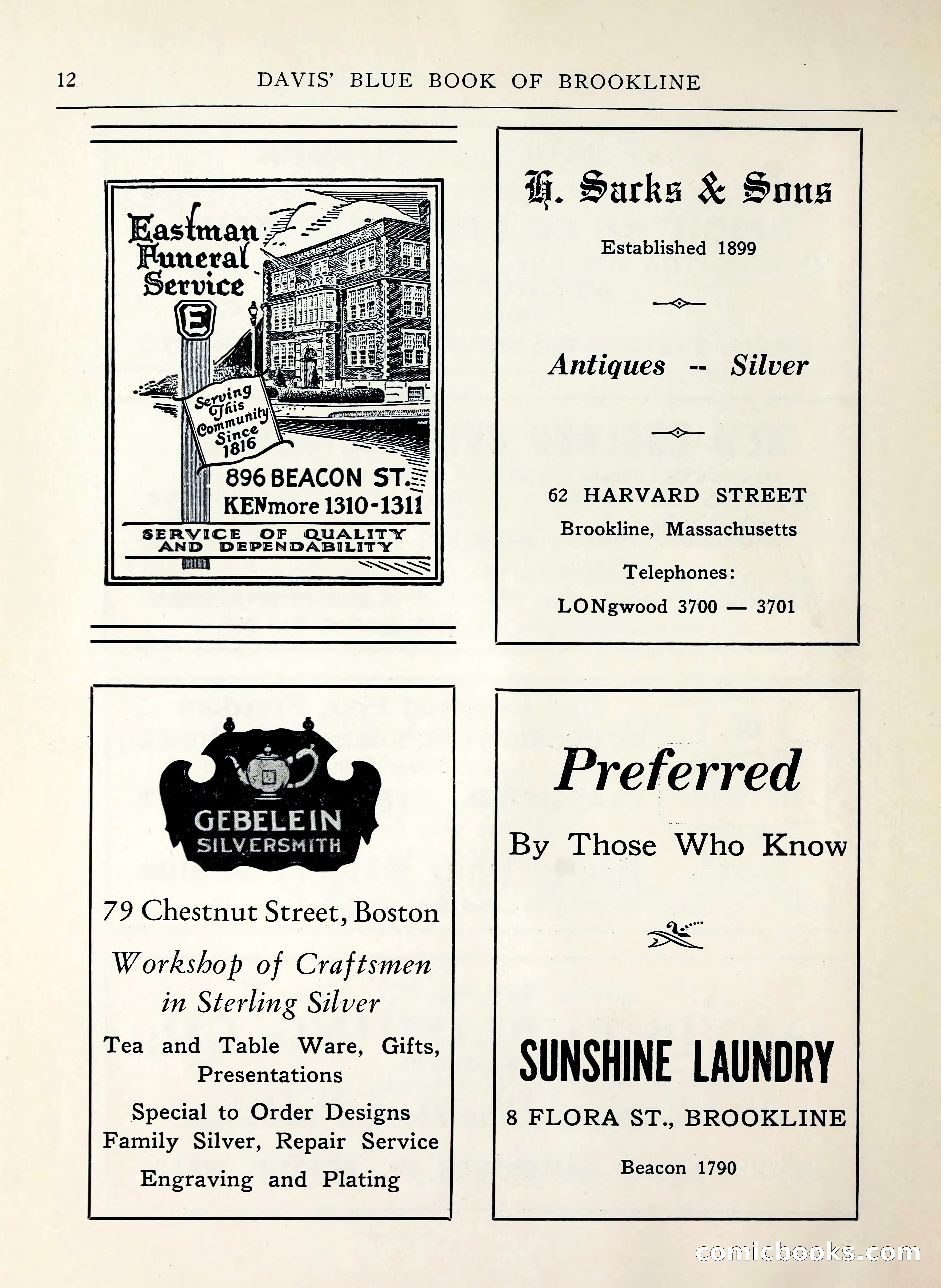 Davis' Blue Book of Brookline, Wellesley and Weston — page 12 of 224